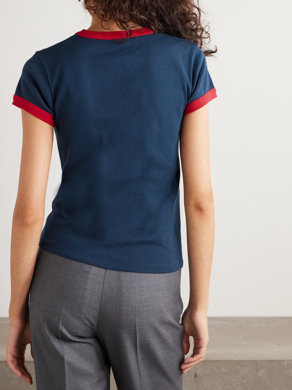 Valentino Crew Neck Cotton T-shirt With Contrast Trim