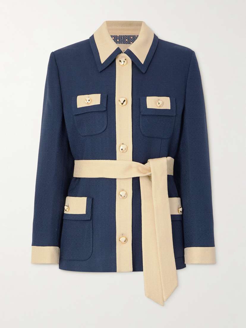 Valentino Garavani Belted Two-tone Canvas Jacket