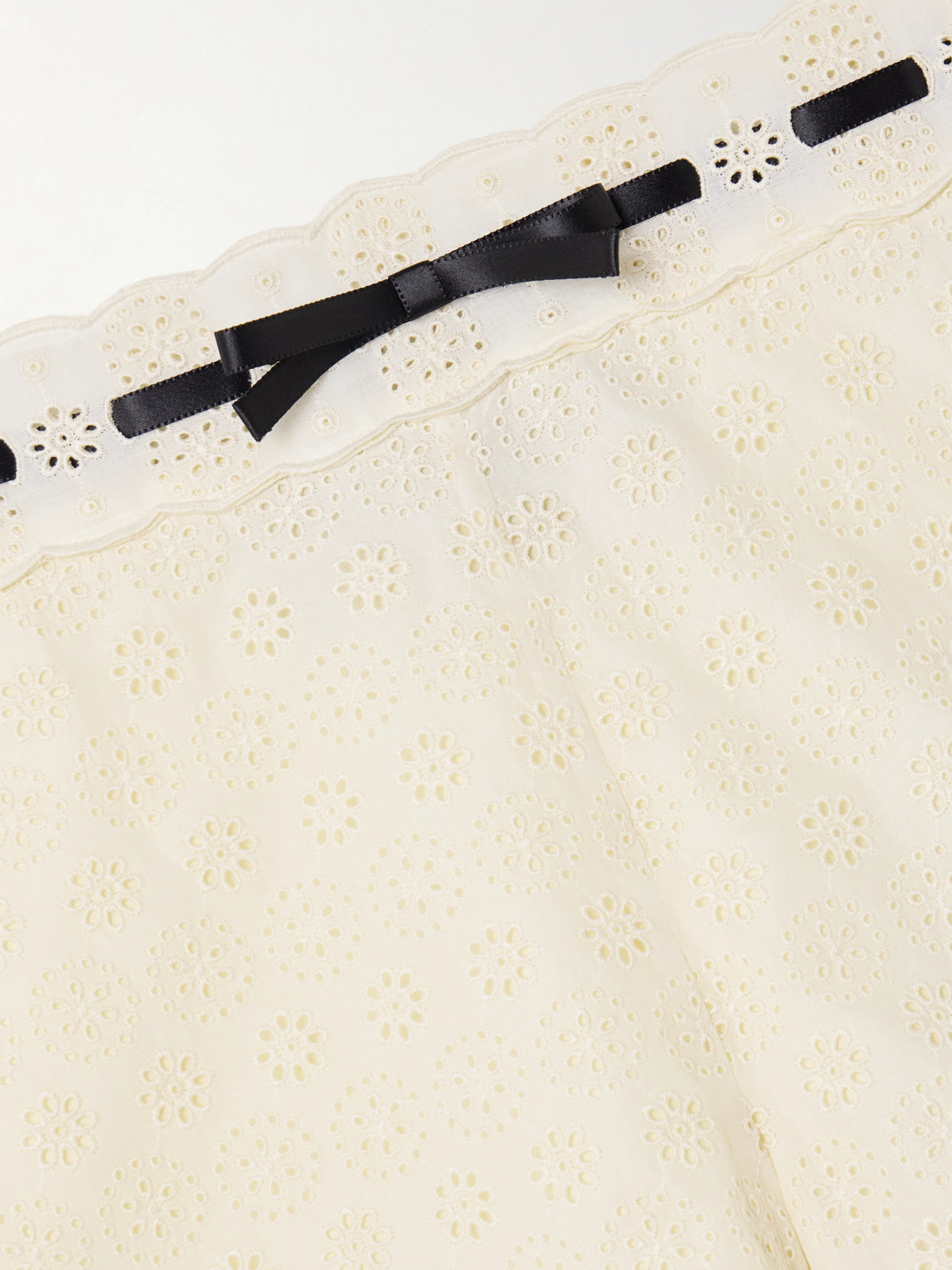 Valentino Satin-trimmed Ruffled Broderie Anglaise Cotton Shorts