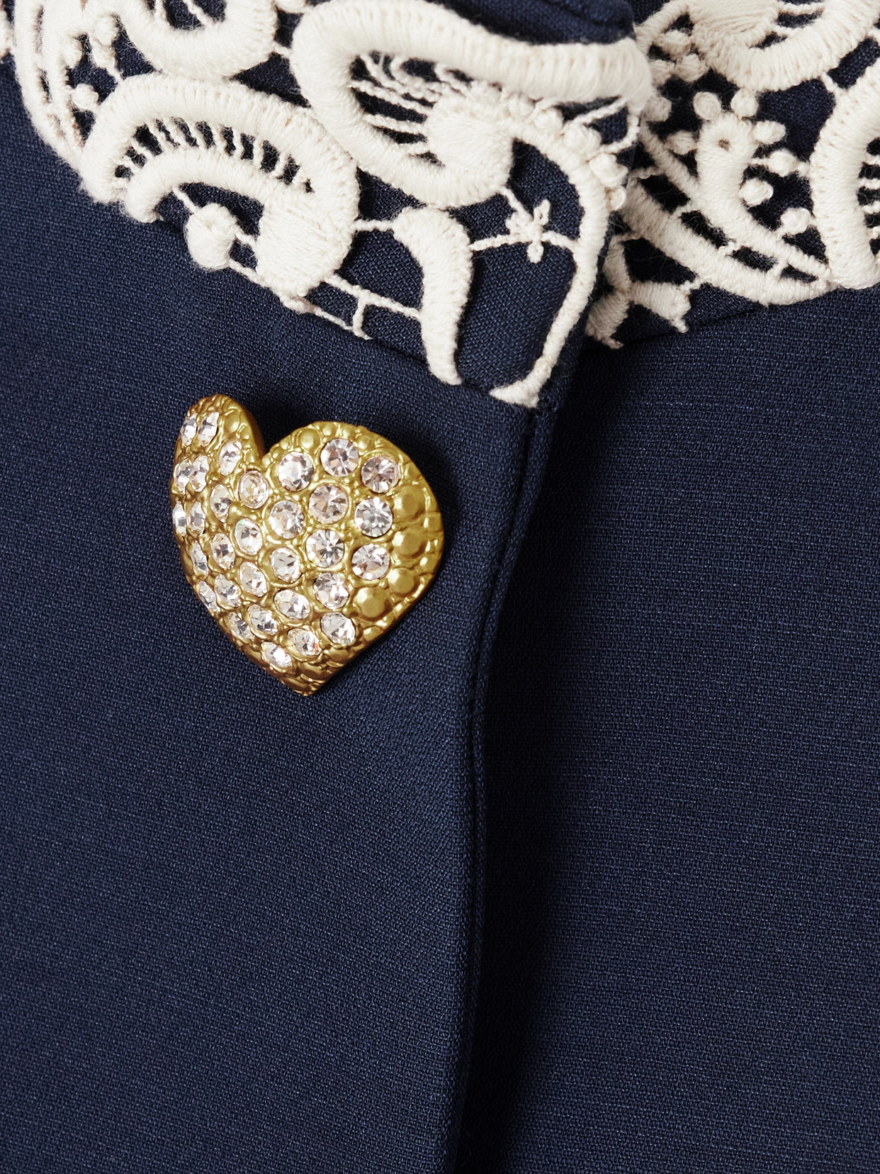 Valentino Guipure Lace-trimmed Wool And Silk-blend Twill Jacket In Blue
