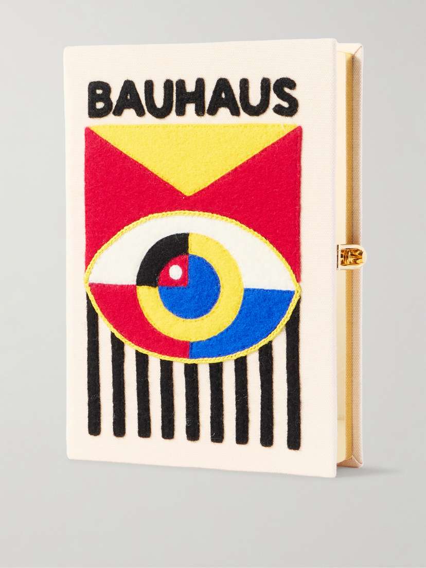 Olympia Le-Tan Art Movements Bauhaus Embroidered Appliquéd Canvas Clutch