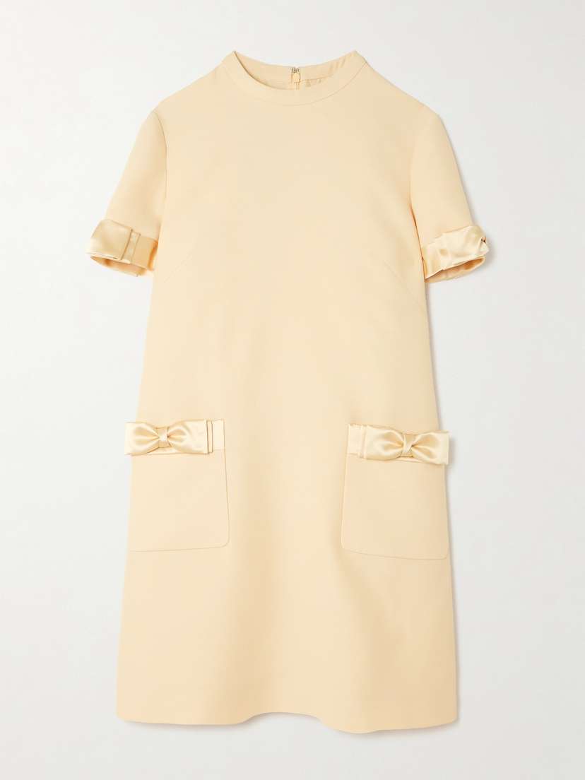 Valentino Garavani Satin-trimmed Wool And Silk-blend Mini Dress