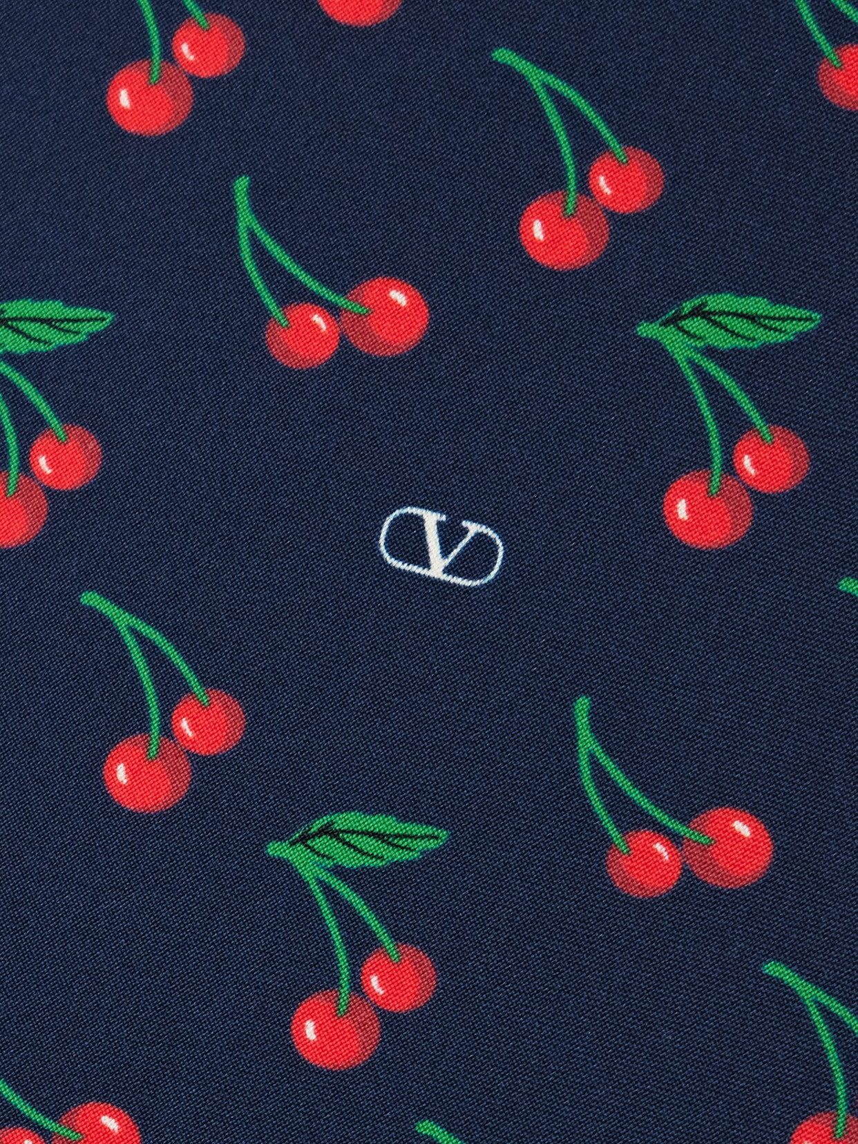 Valentino Cherryfic Print Lycra Swimsuit In Blue
