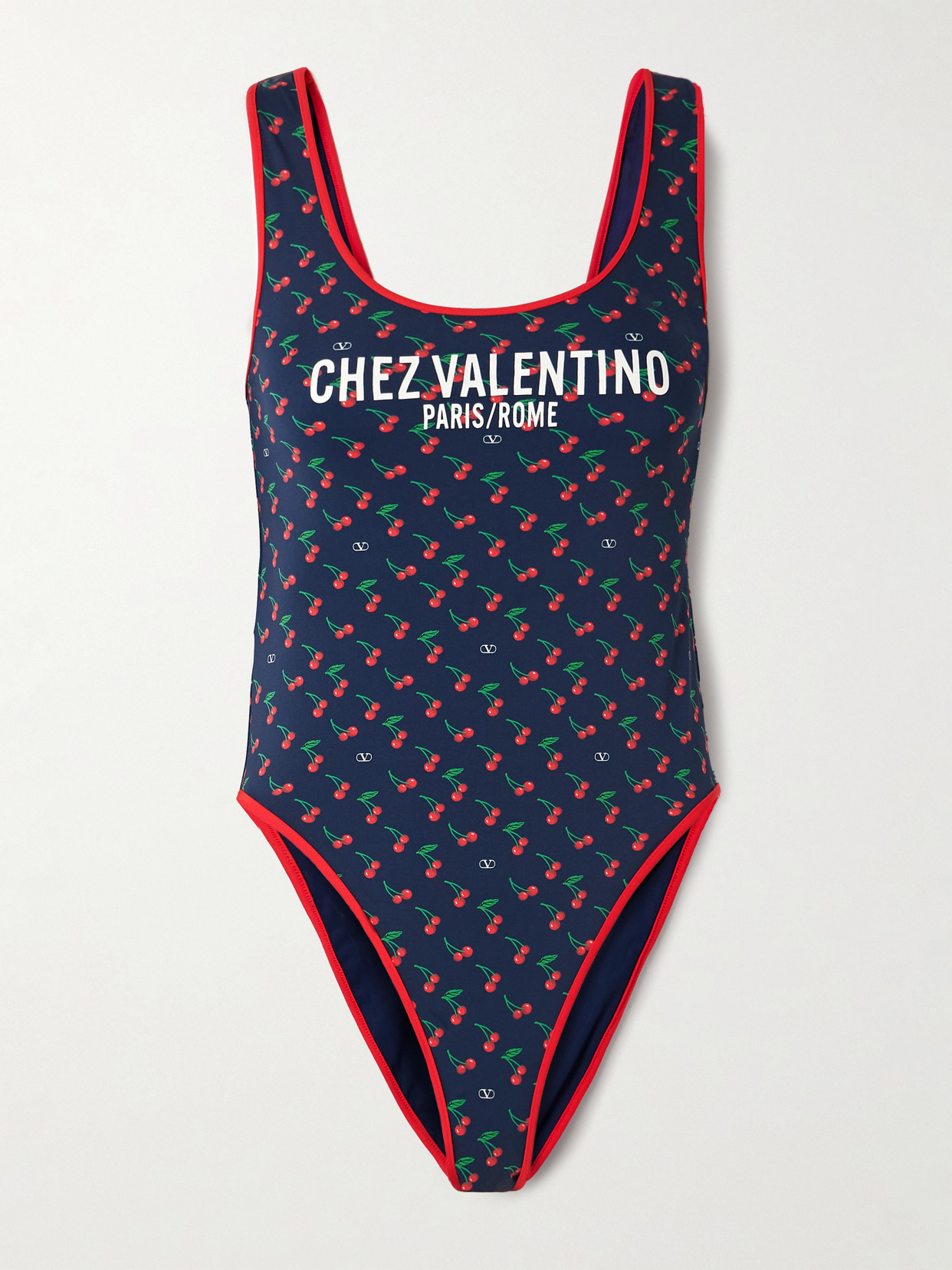 Valentino Printed Swimsuit In Blue