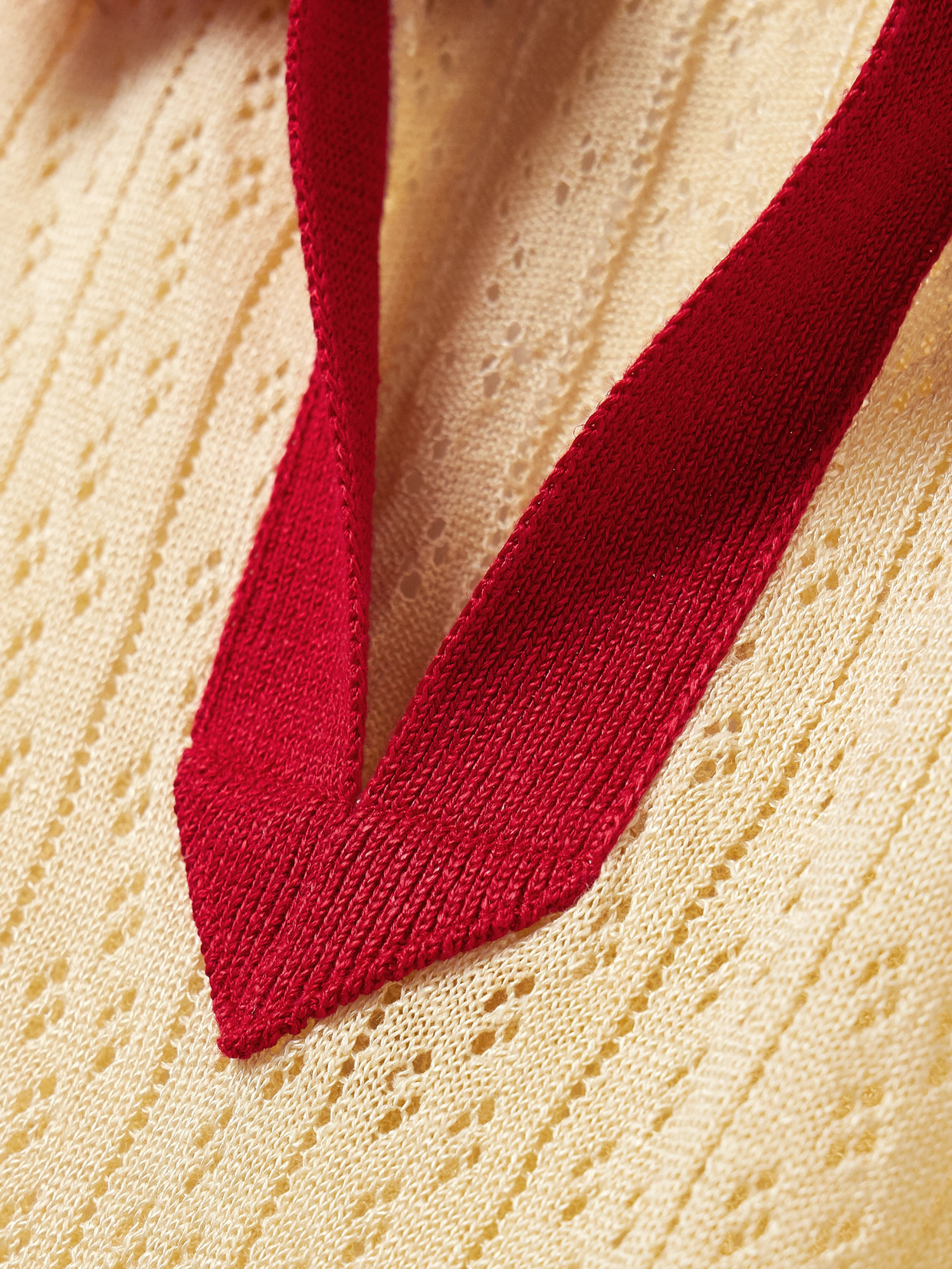 Valentino Pointelle-knit Linen-blend Polo Shirt