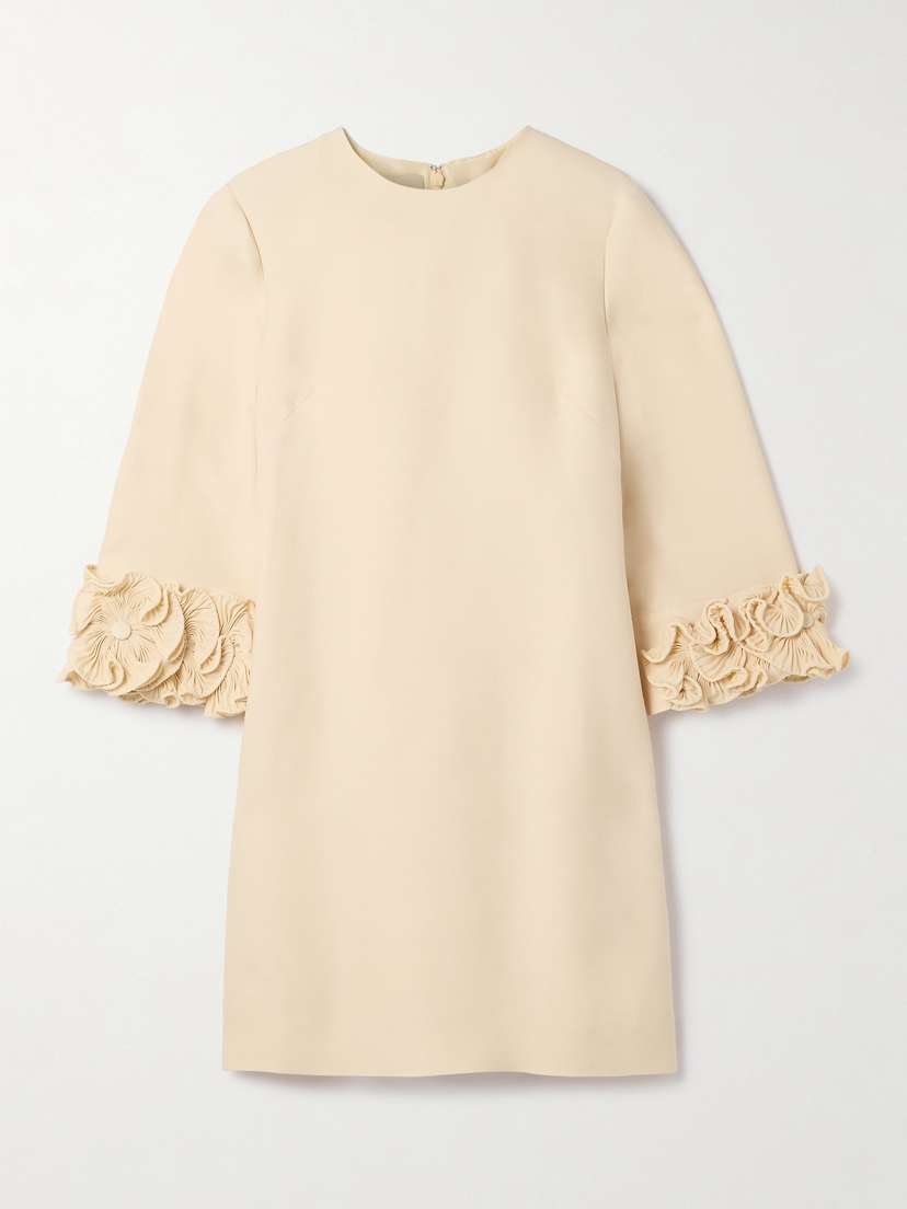 Valentino Garavani Ruffled Wool And Silk-blend Crepe Mini Dress