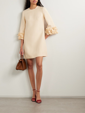 Valentino Garavani Ruffled wool and silk-blend crepe mini dress
