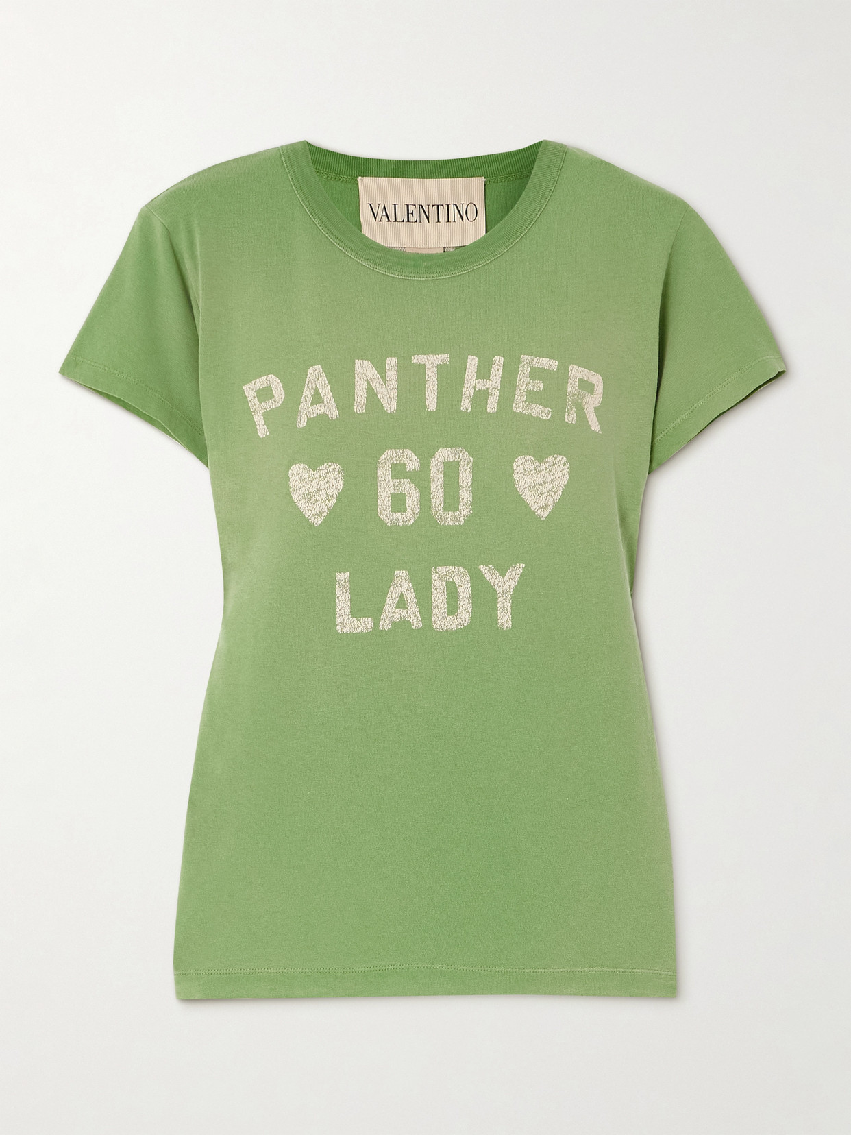 Valentino Panther 60 Lady Printed Appliquéd Cotton-jersey T-shirt