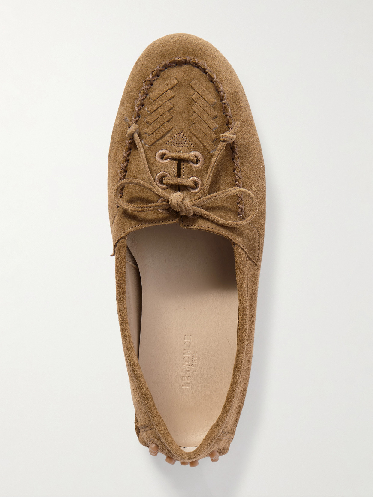 Le Monde Beryl Embroidered Suede Loafers In Brown