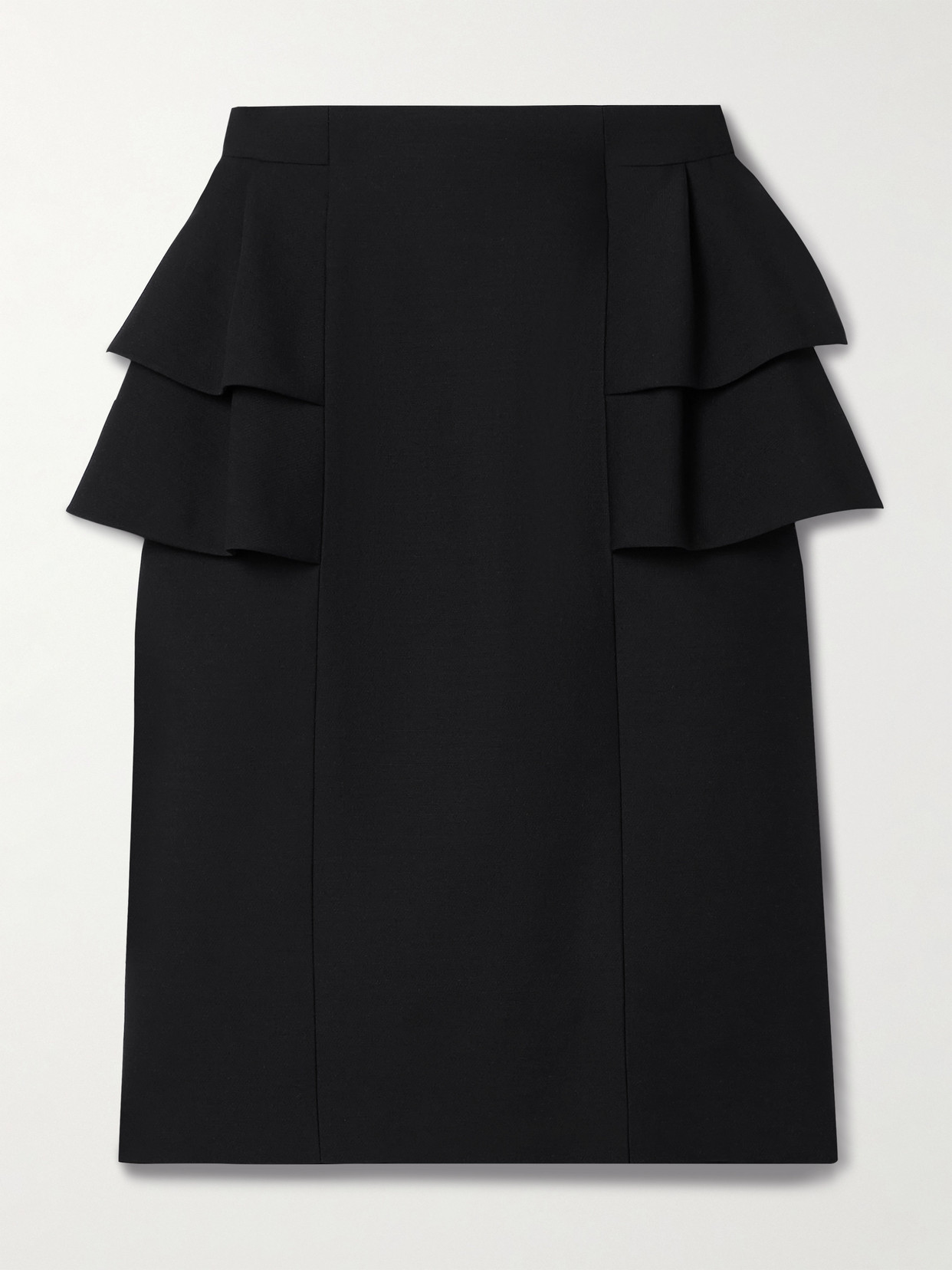 Valentino Couture Crepe High-waisted Skirt With Ruffle Detail In Black