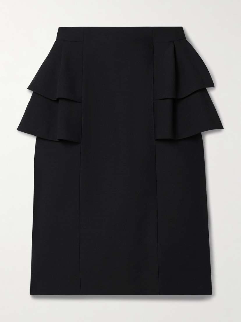 Valentino Garavani Ruffled Wool And Silk-blend Crepe Midi Skirt