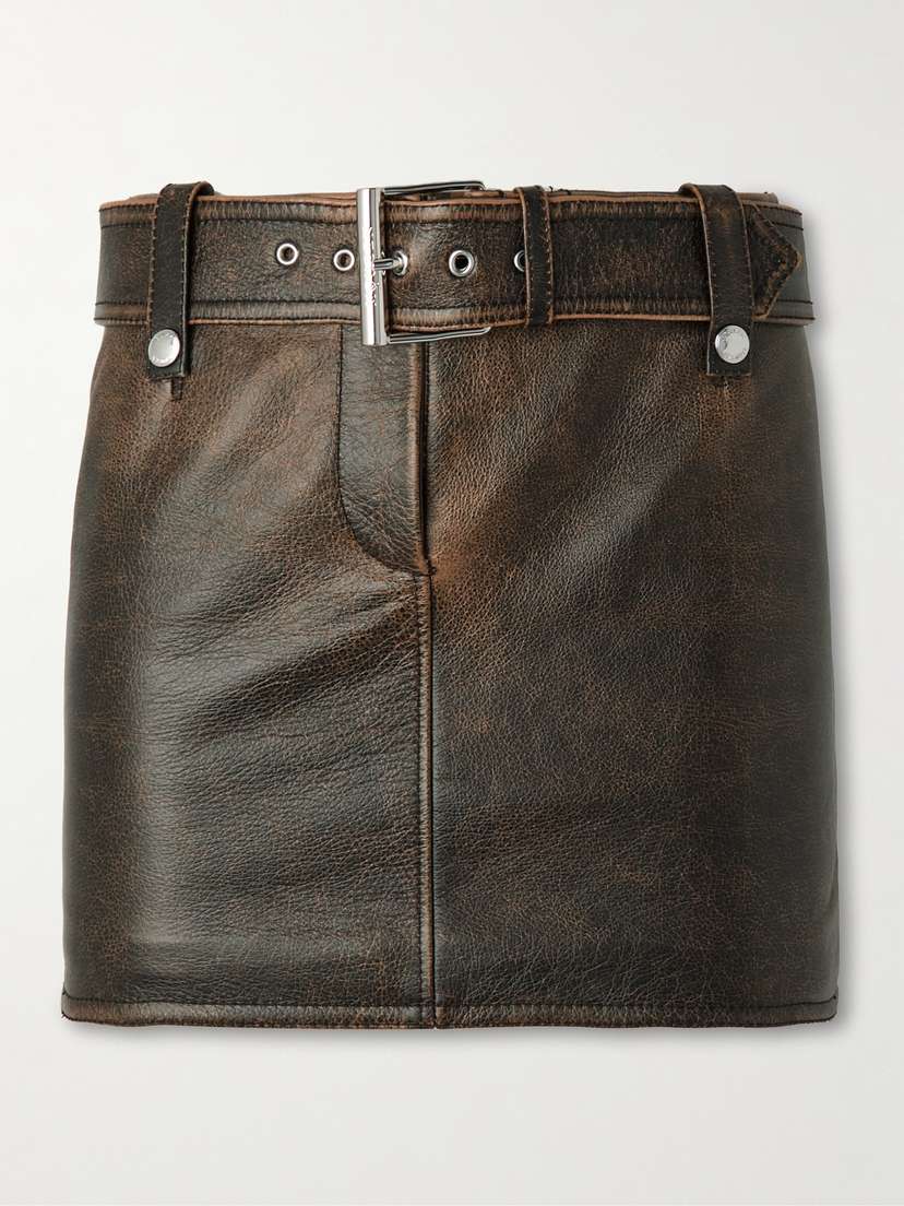 McQueen Belted Leather Mini Skirt
