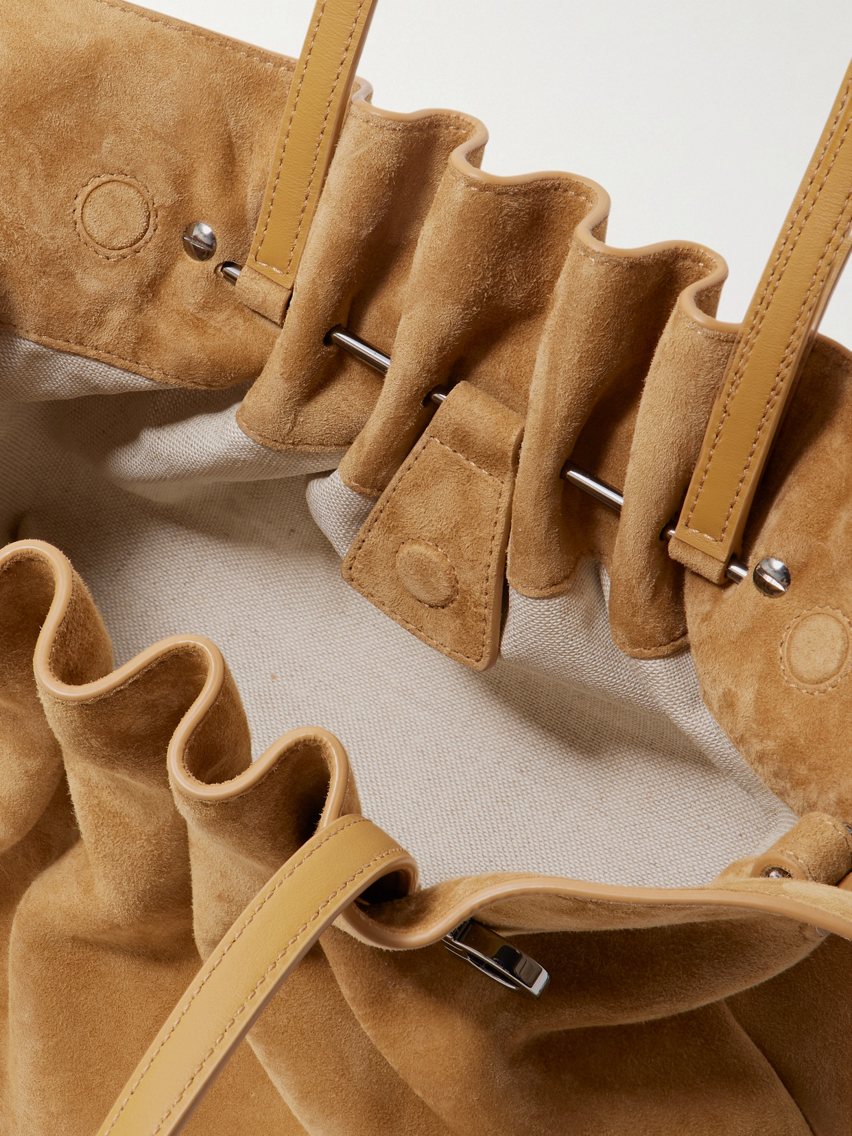 Ferragamo Small Embellished Gathered Suede Shoulder Bag