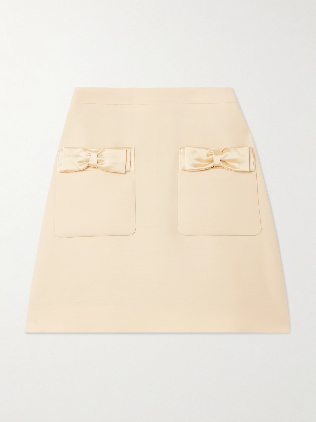 Valentino Bow-detailed Wool And Silk-blend Mini Skirt In White