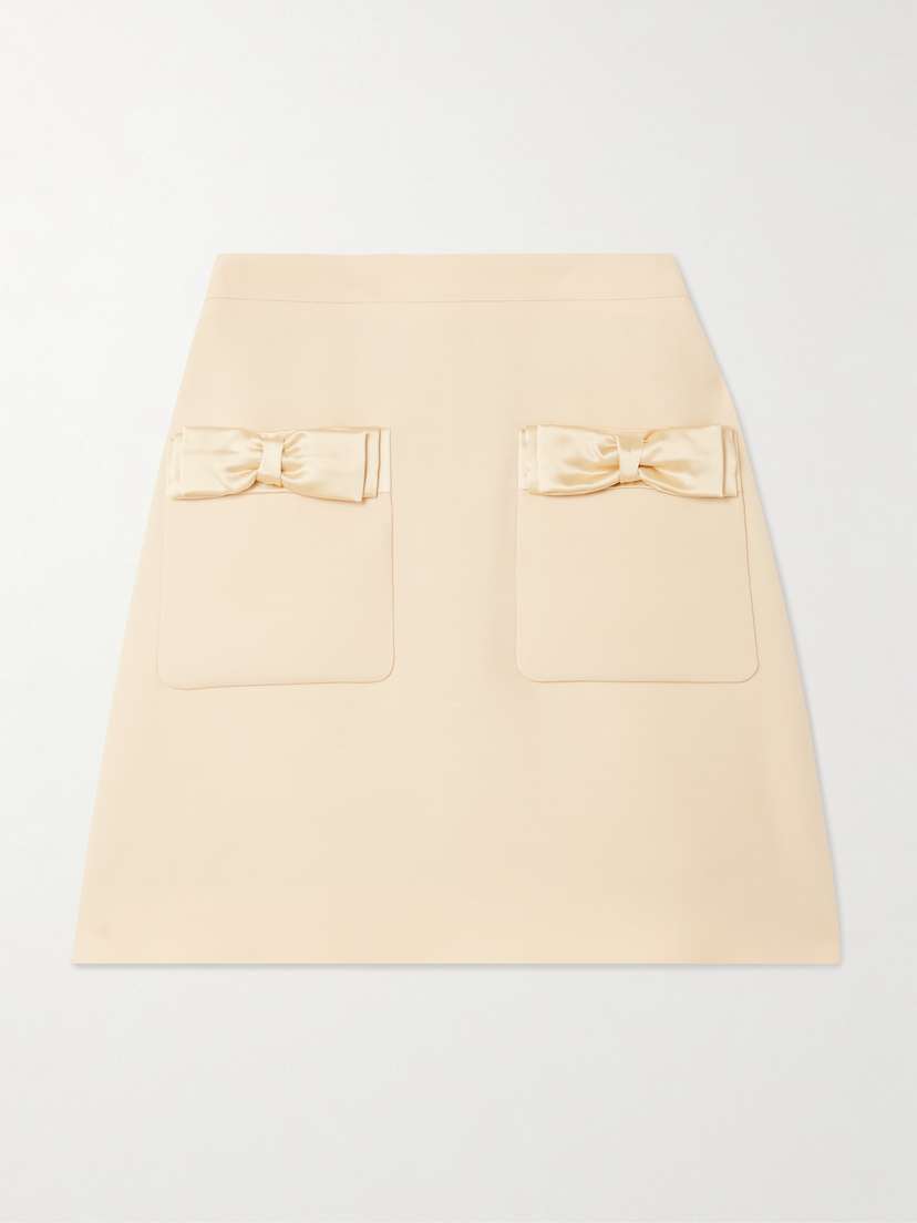 Valentino Garavani Bow-detailed Wool And Silk-blend Mini Skirt