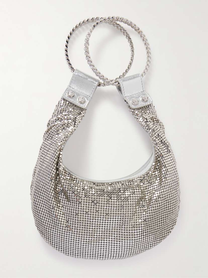 Versace Metallic Leather-trimmed Chainmail Shoulder Bag