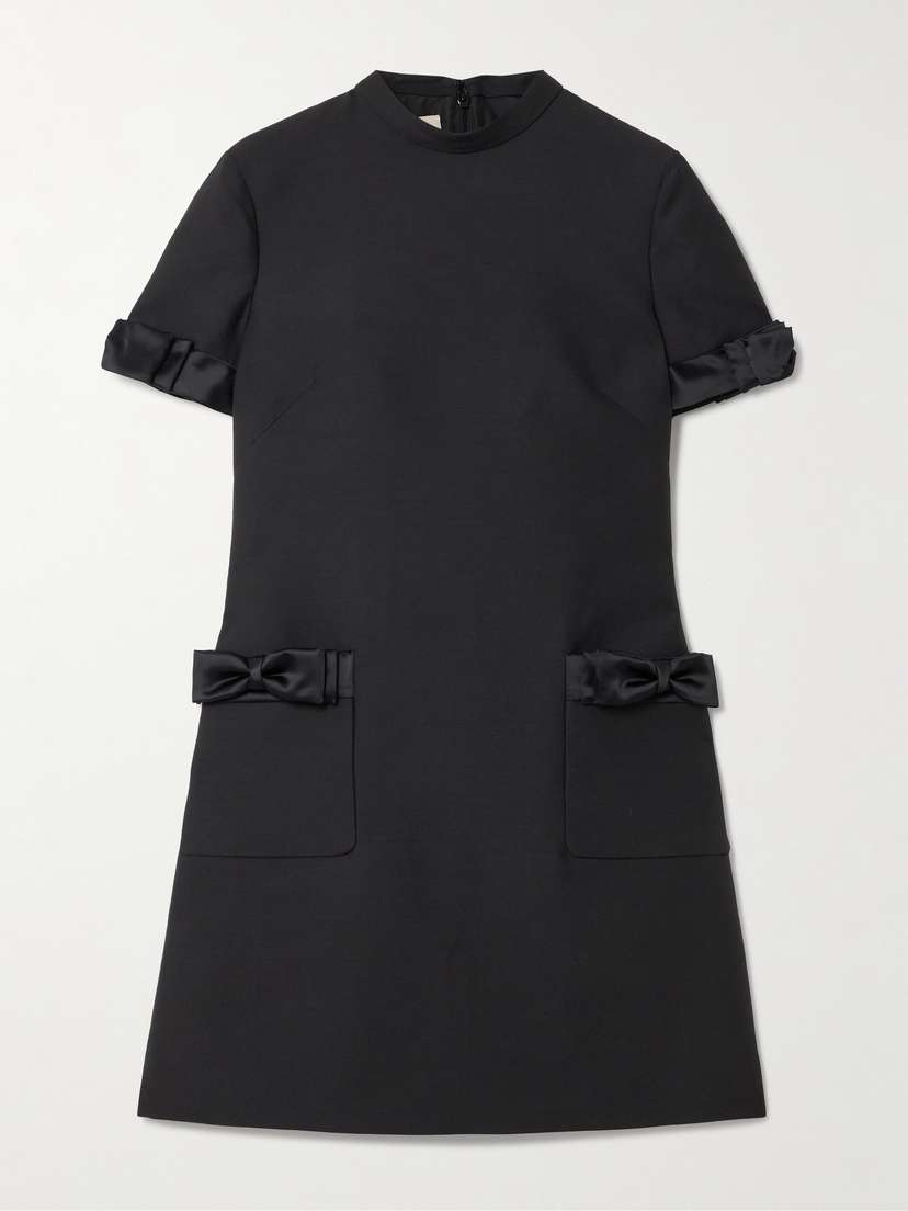 Valentino Garavani — Satin-trimmed wool and silk-blend mini dress