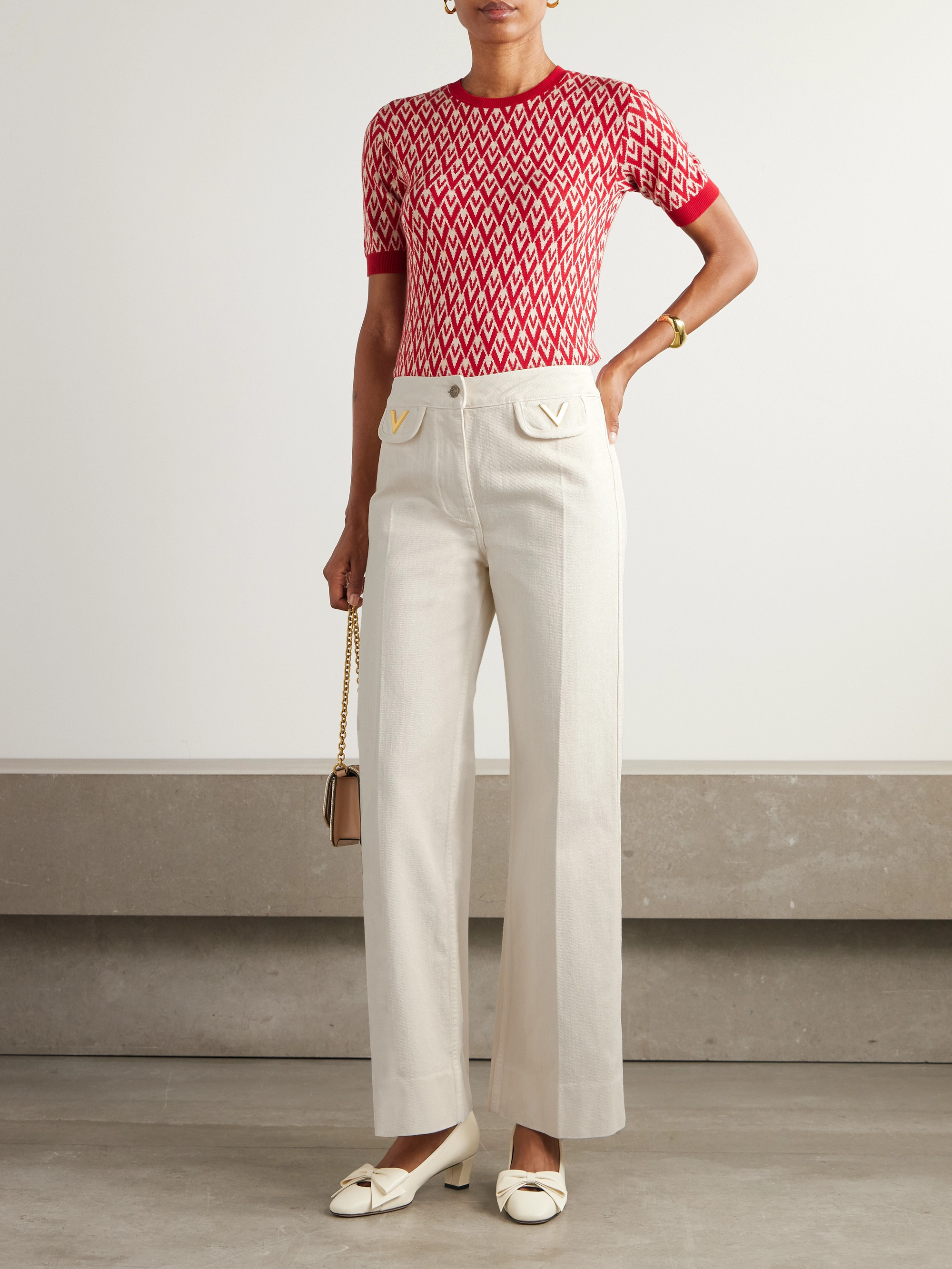 Valentino Garavani Embellished straight-leg jeans