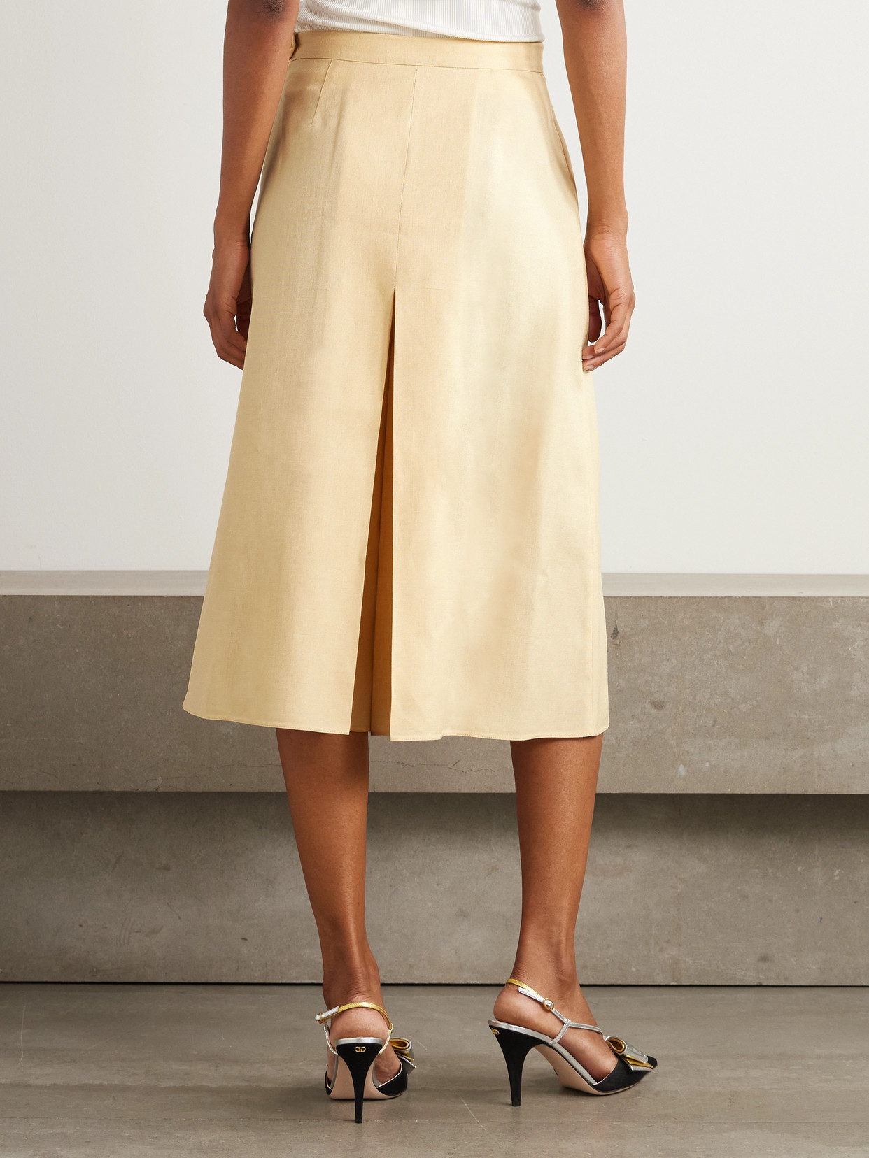 Valentino Layered Canvas Wide-leg Pants In White