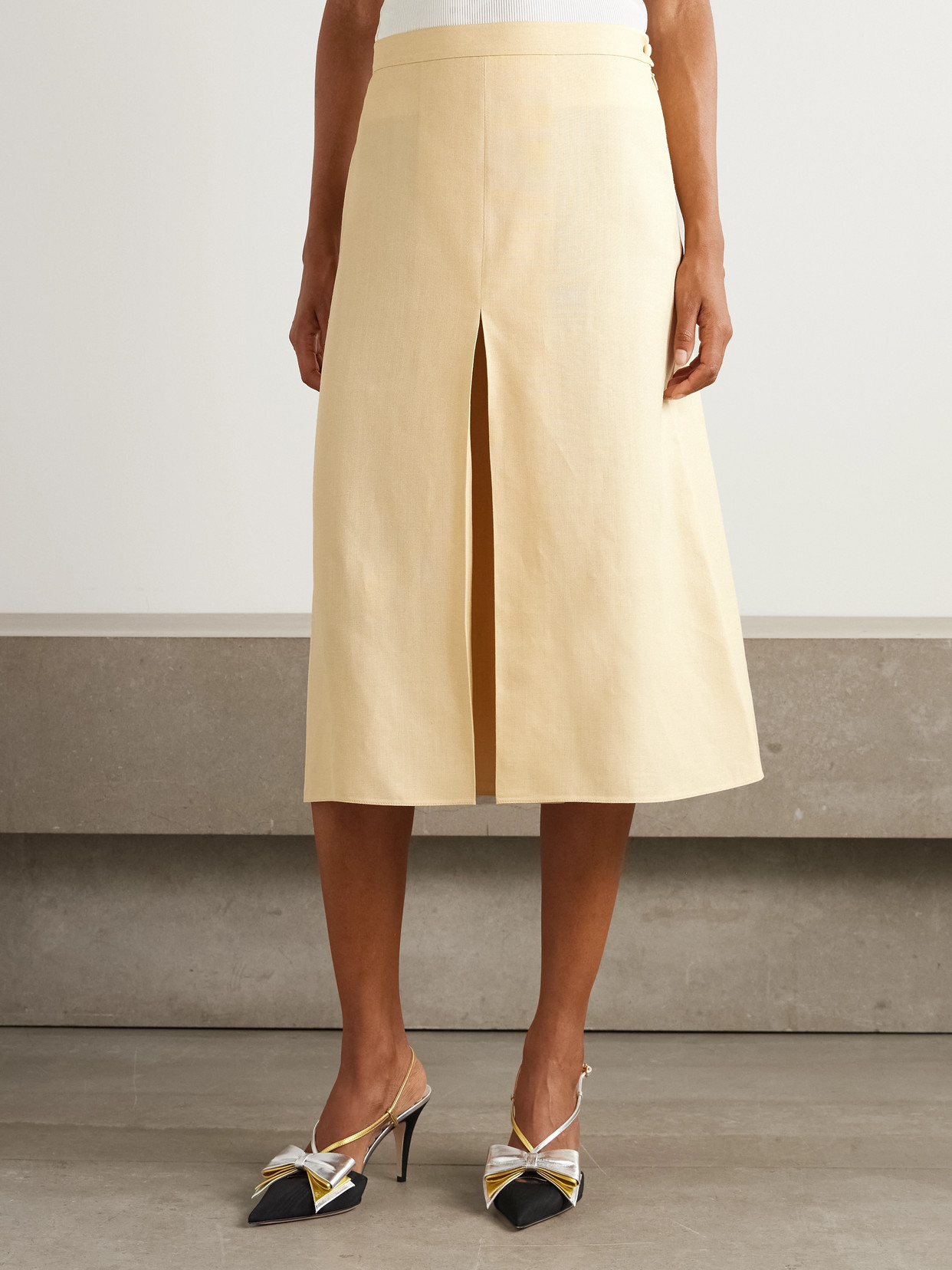 Valentino Layered Canvas Wide-leg Pants In White