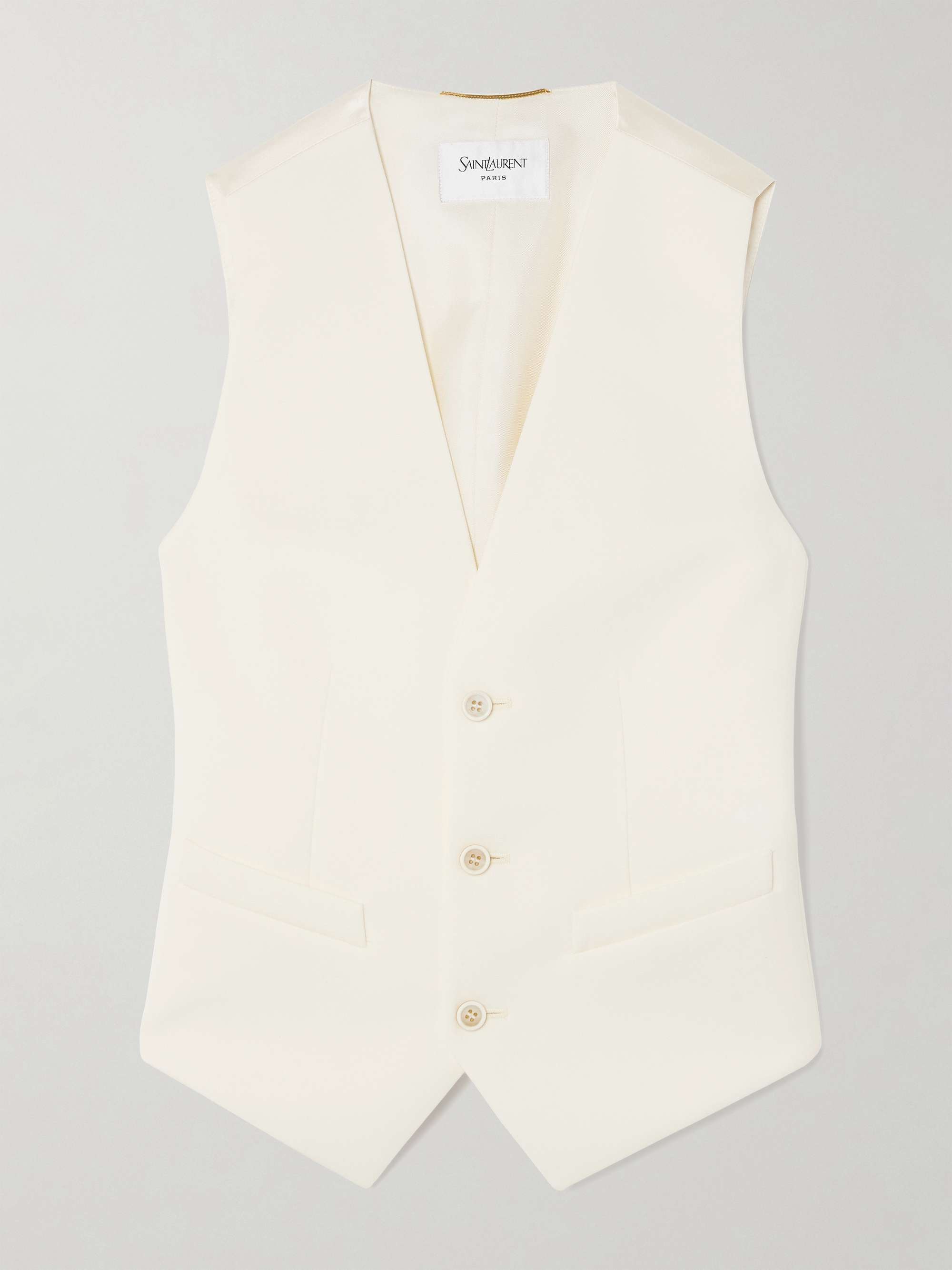SAINT LAURENT Silk satin-trimmed grain de poudre wool vest