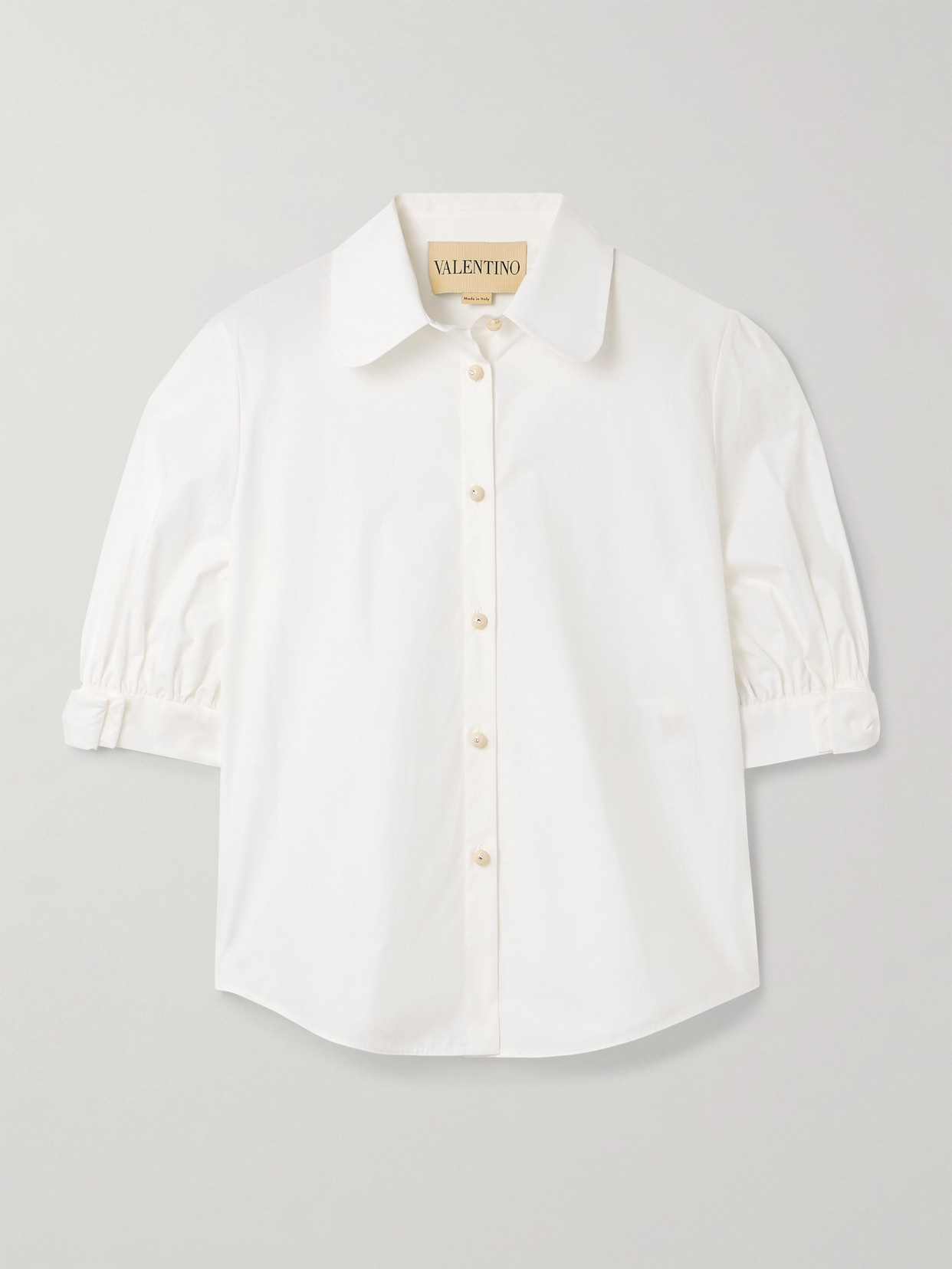 Valentino Bow-detailed Cotton-poplin Shirt In White
