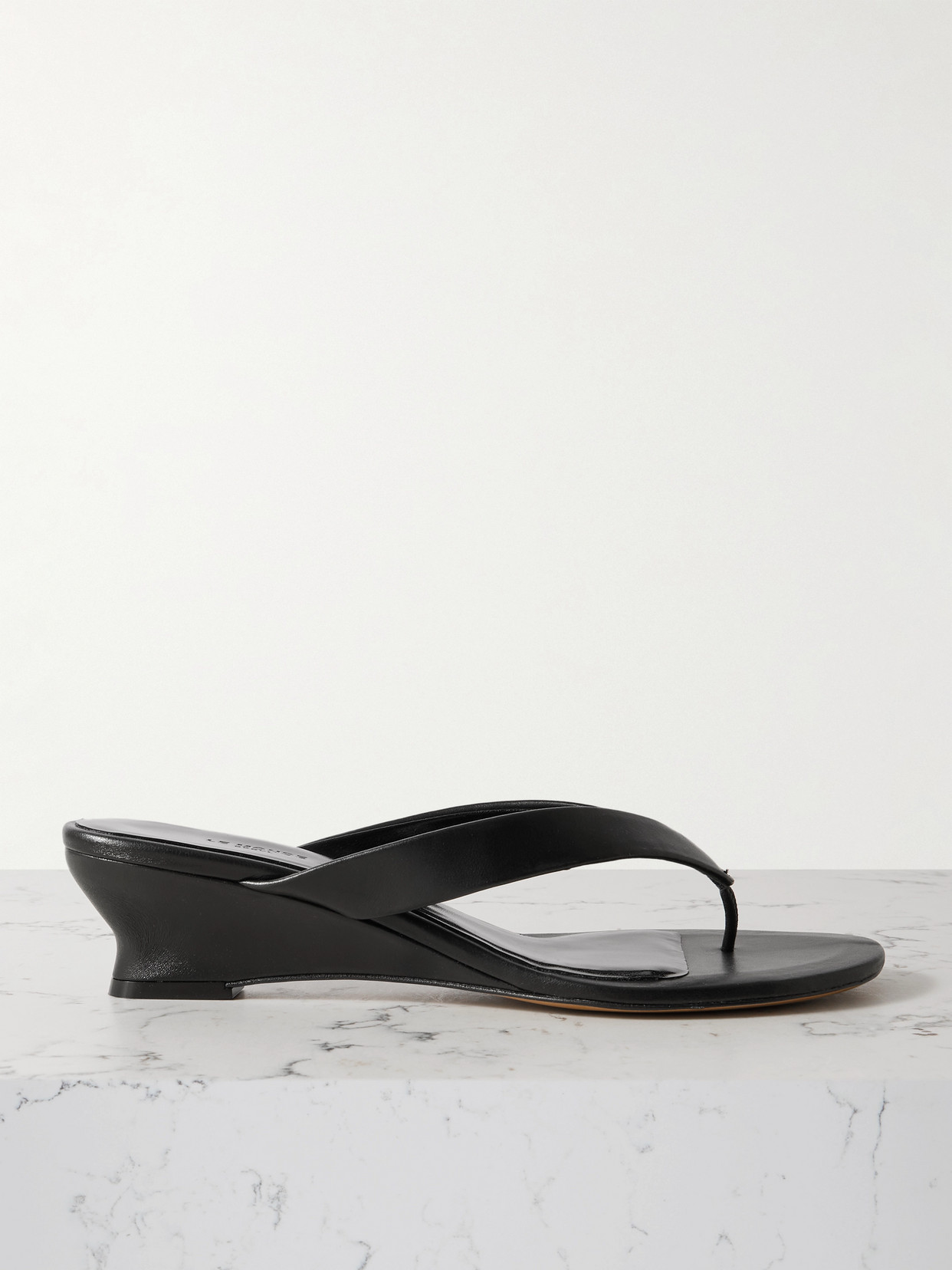 LE MONDE BERYL LEATHER WEDGE SANDALS