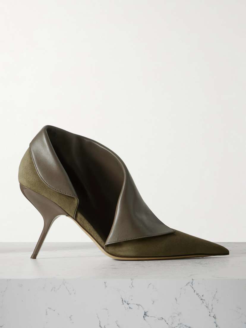 Ferragamo Eva Leather-trimmed Suede Ankle Boots
