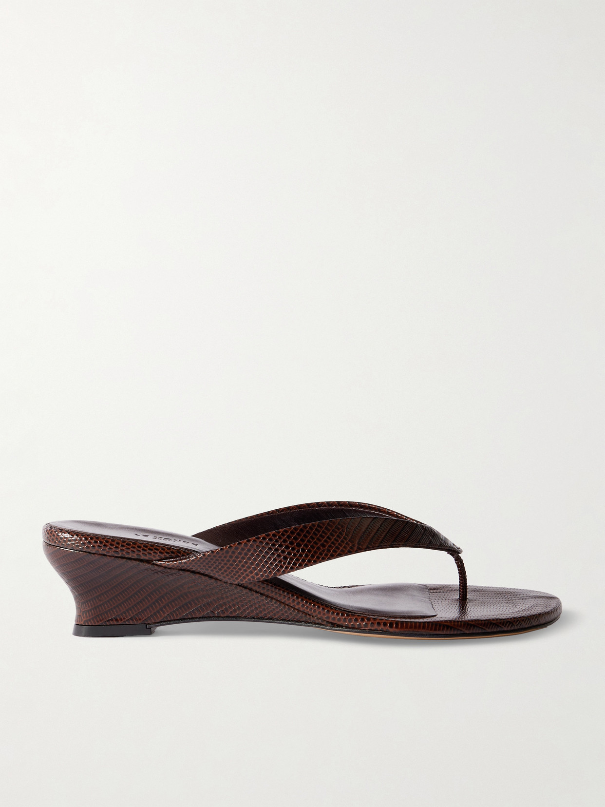 LE MONDE BERYL LIZARD-EFFECT LEATHER WEDGE SANDALS