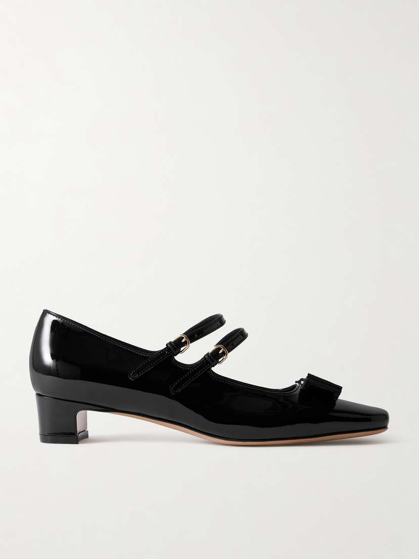 Ferragamo Vara Bow-embellished Patent-leather Mary Jane Pumps