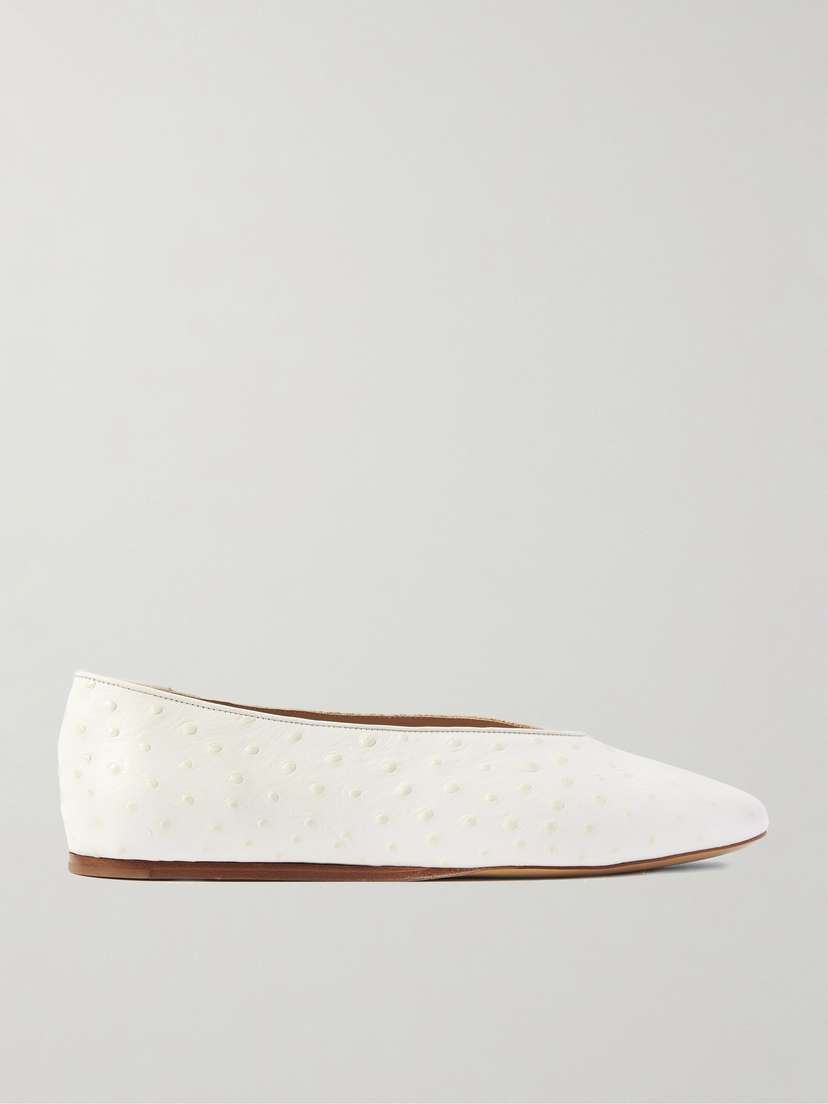 Le Monde Béryl Regency Ostrich-effect Leather Ballet Flats