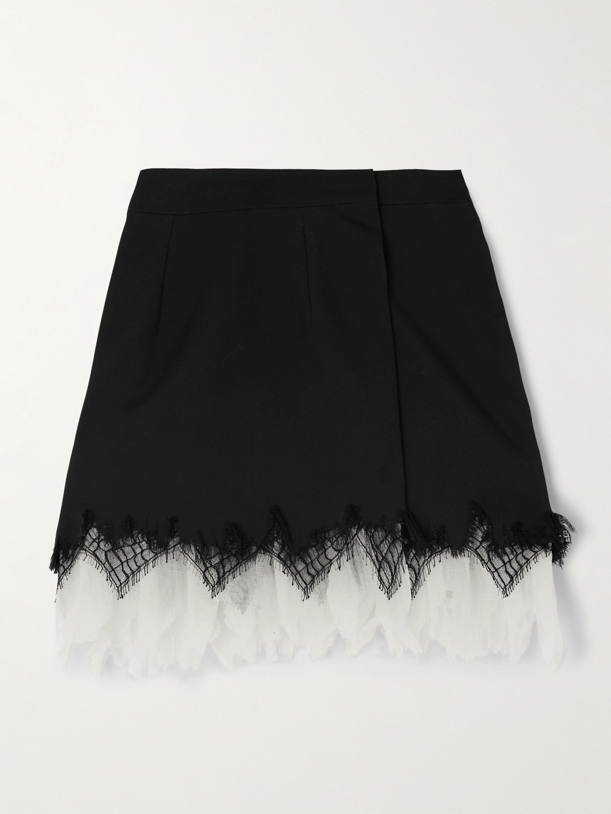 Shop Alexander Mcqueen Silk-chiffon And Lace-trimmed Wool Mini Skirt