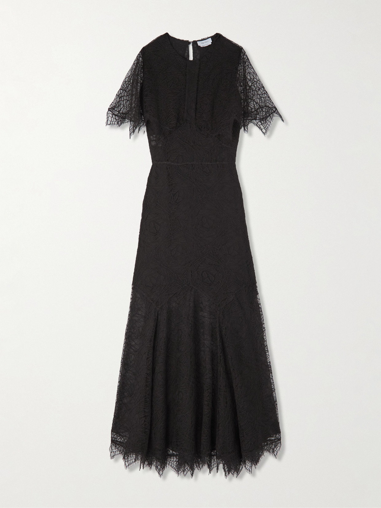 Alexander Mcqueen Cape-effect Lace Midi Dress