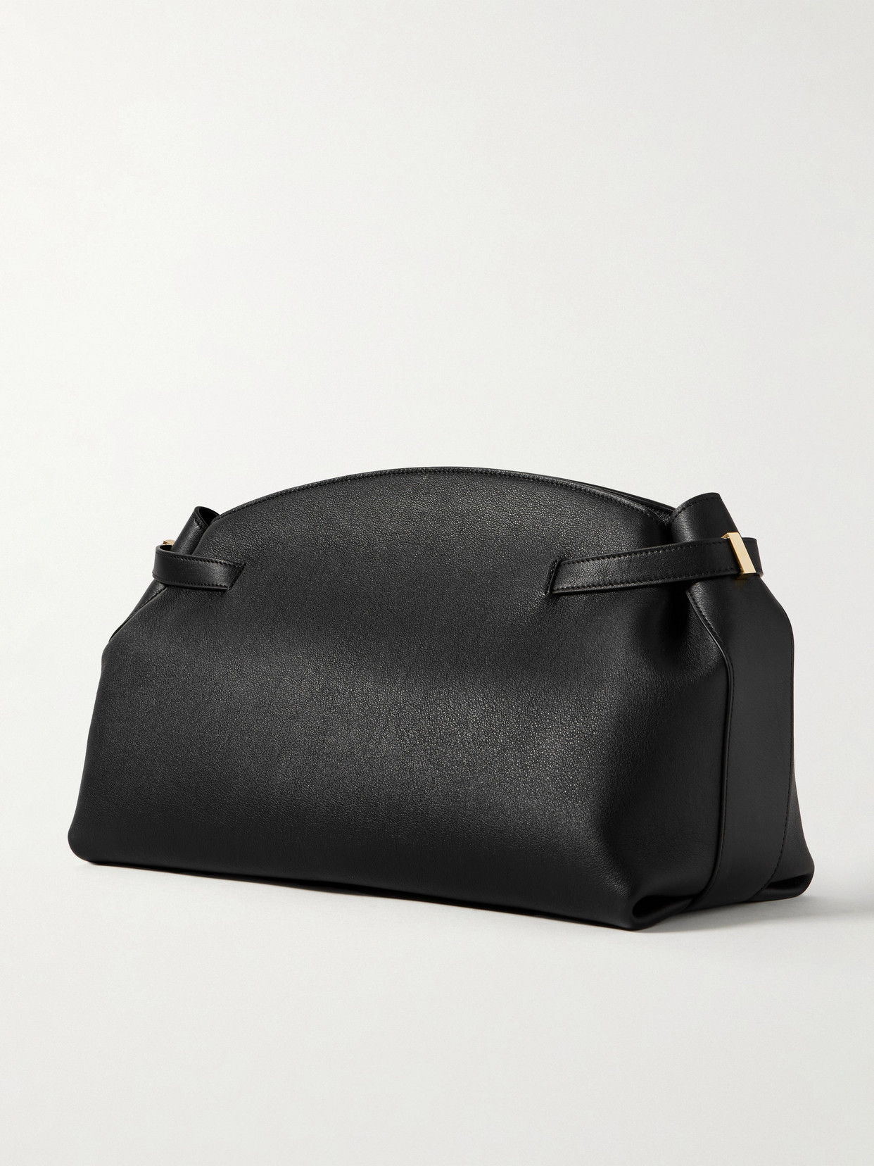 Ferragamo Hug Pouch Large Suede-trimmed Leather Shoulder Bag In Black