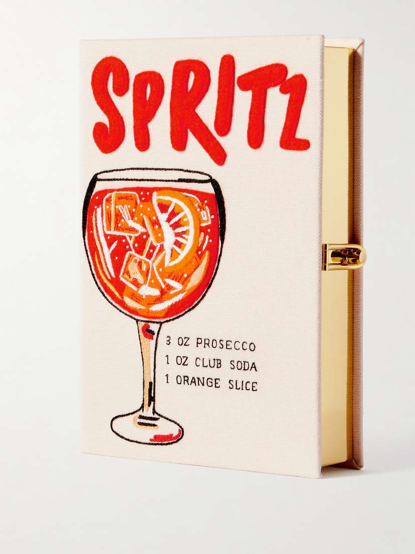 Olympia Le-Tan + Olympia Of Greece Cocktails Spritz Embroidered Appliquéd Canvas Clutch