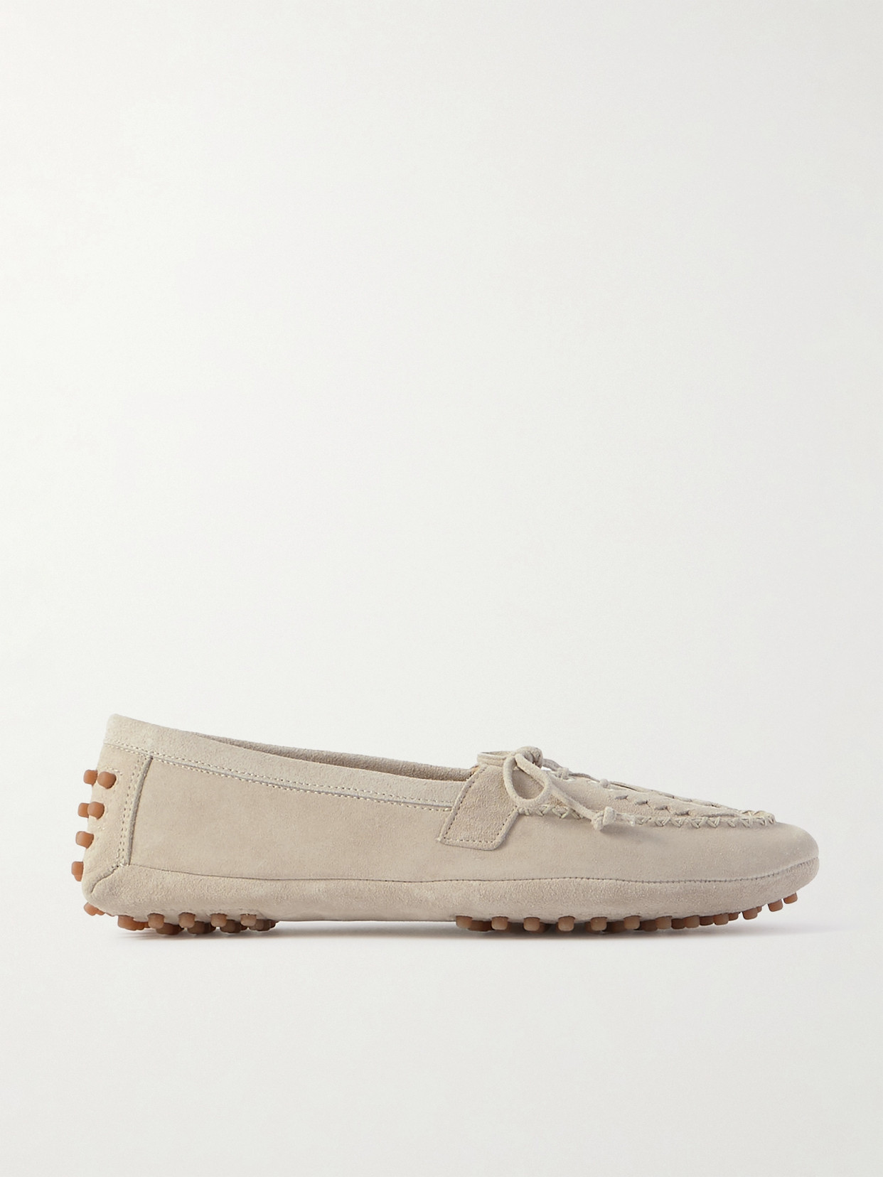 Le Monde Beryl Embroidered Suede Loafers In Gray