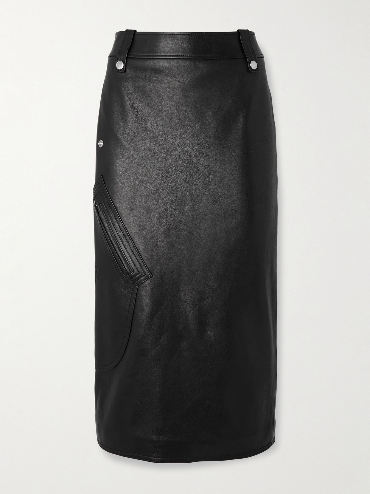 Alexander Mcqueen Leather Midi Skirt In Black