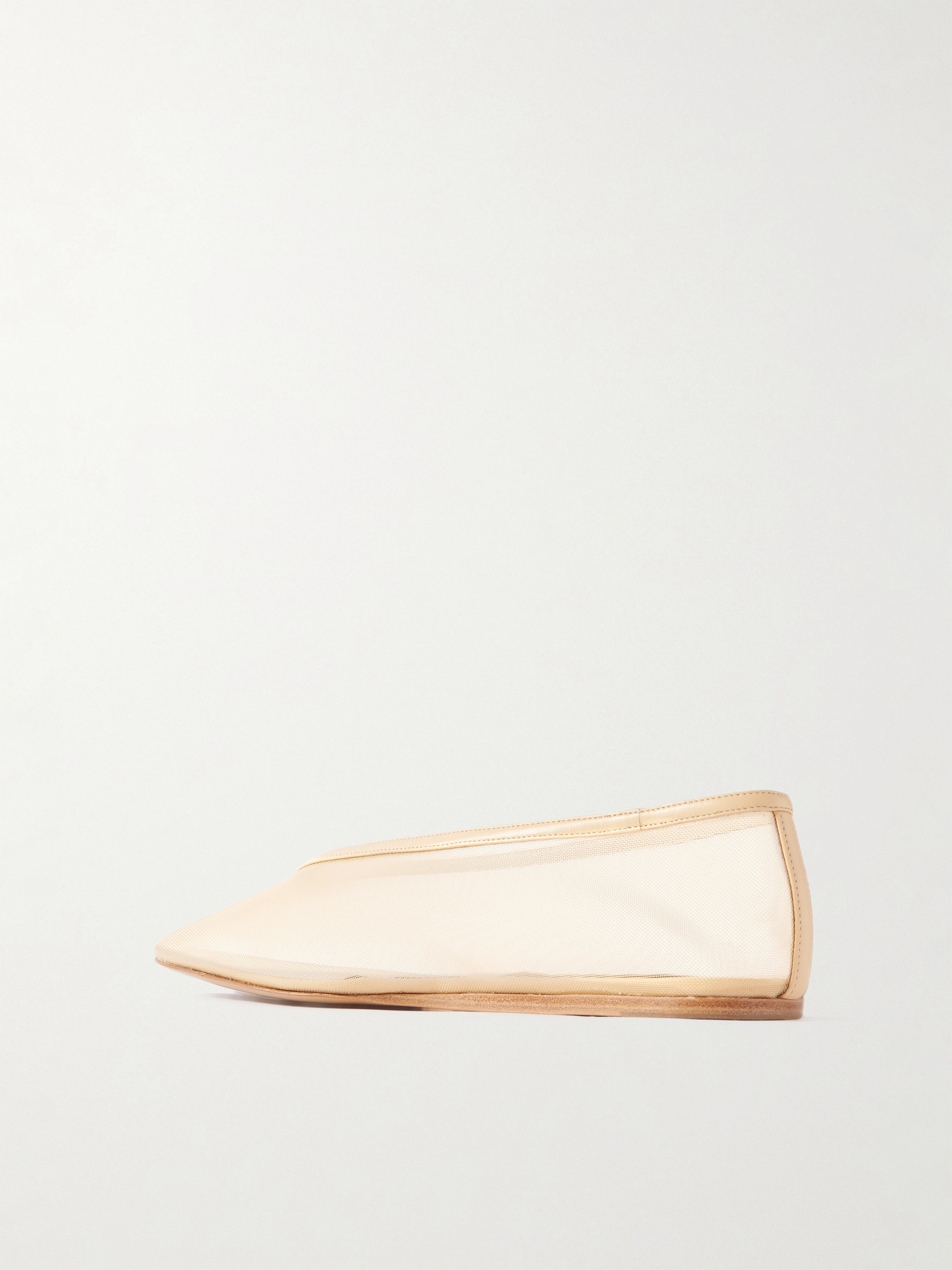 LE MONDE BERYL Luna leather-trimmed mesh ballet flats