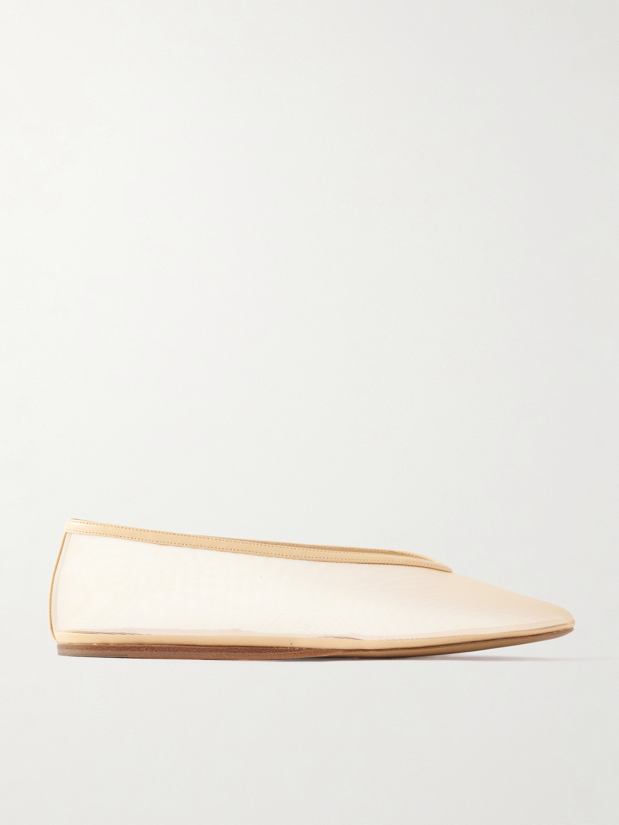 LE MONDE BERYL Luna leather-trimmed mesh ballet flats