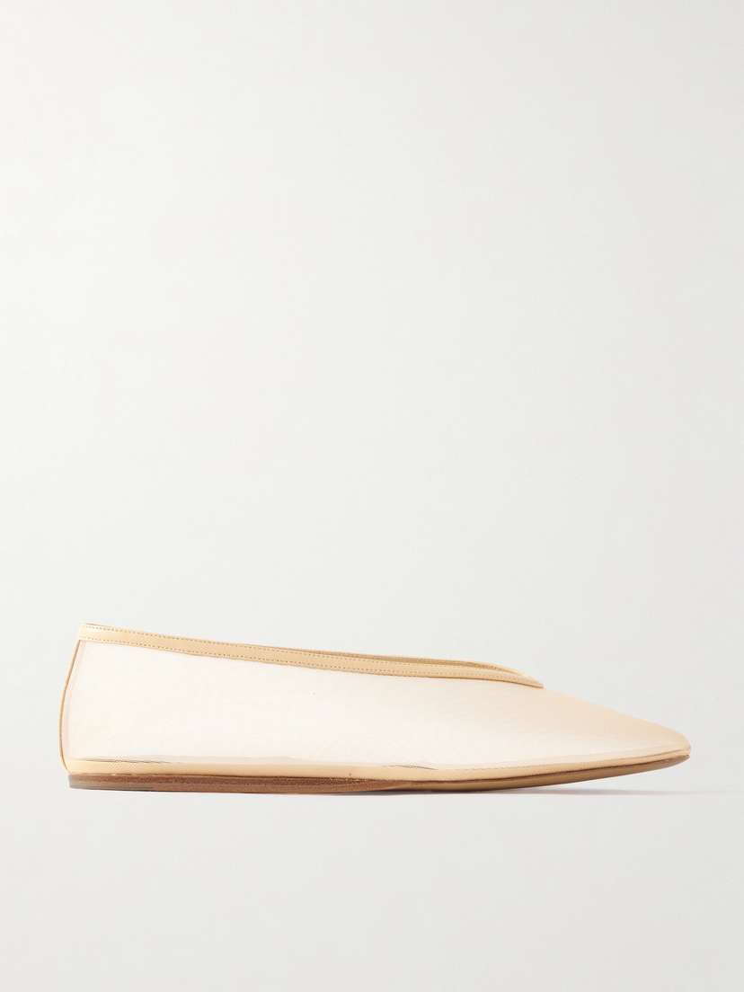 Le Monde Béryl Luna Leather-trimmed Mesh Ballet Flats
