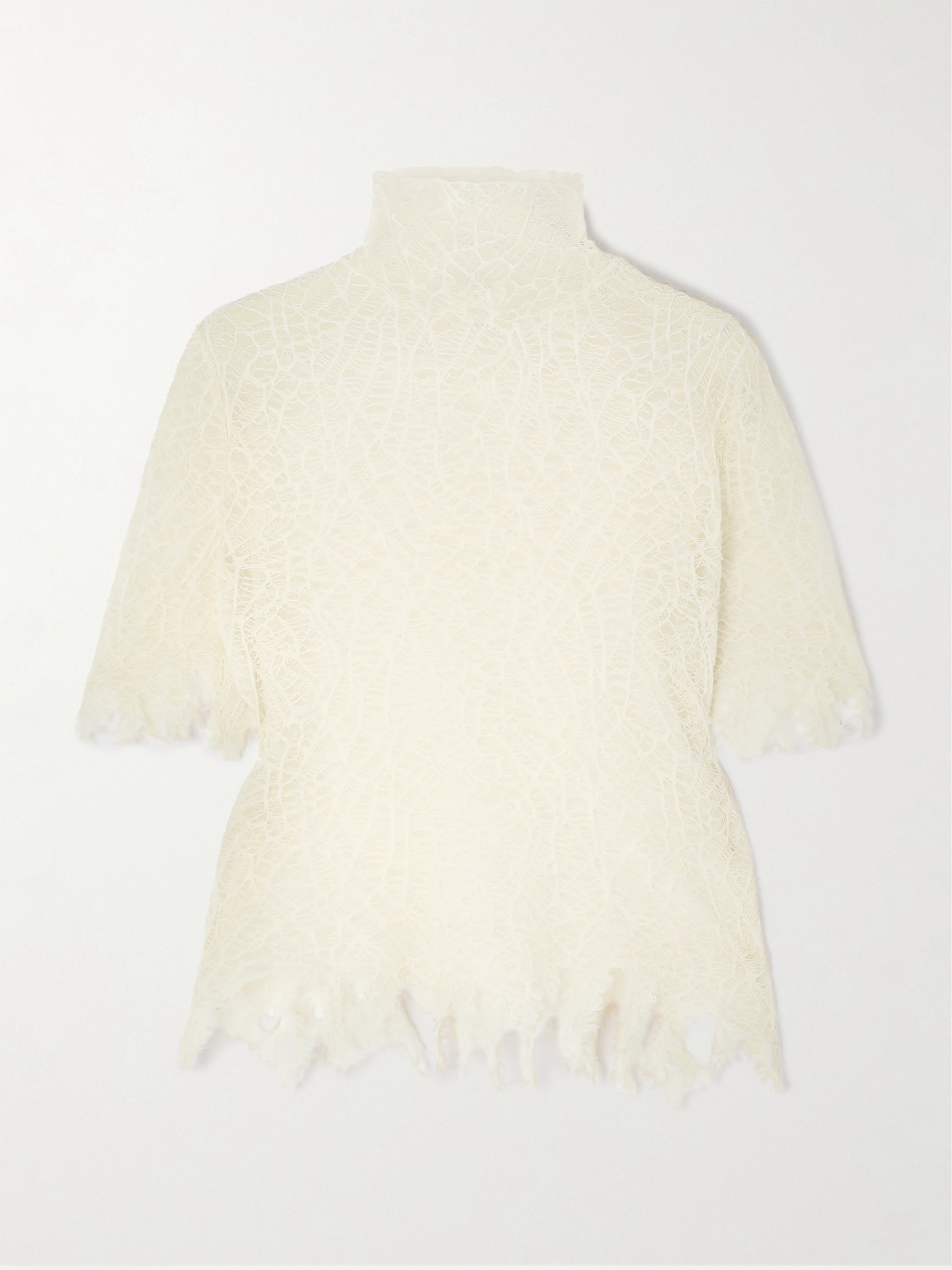 Alexander Mcqueen Cotton & Silk Spider Lace Top In Ivory