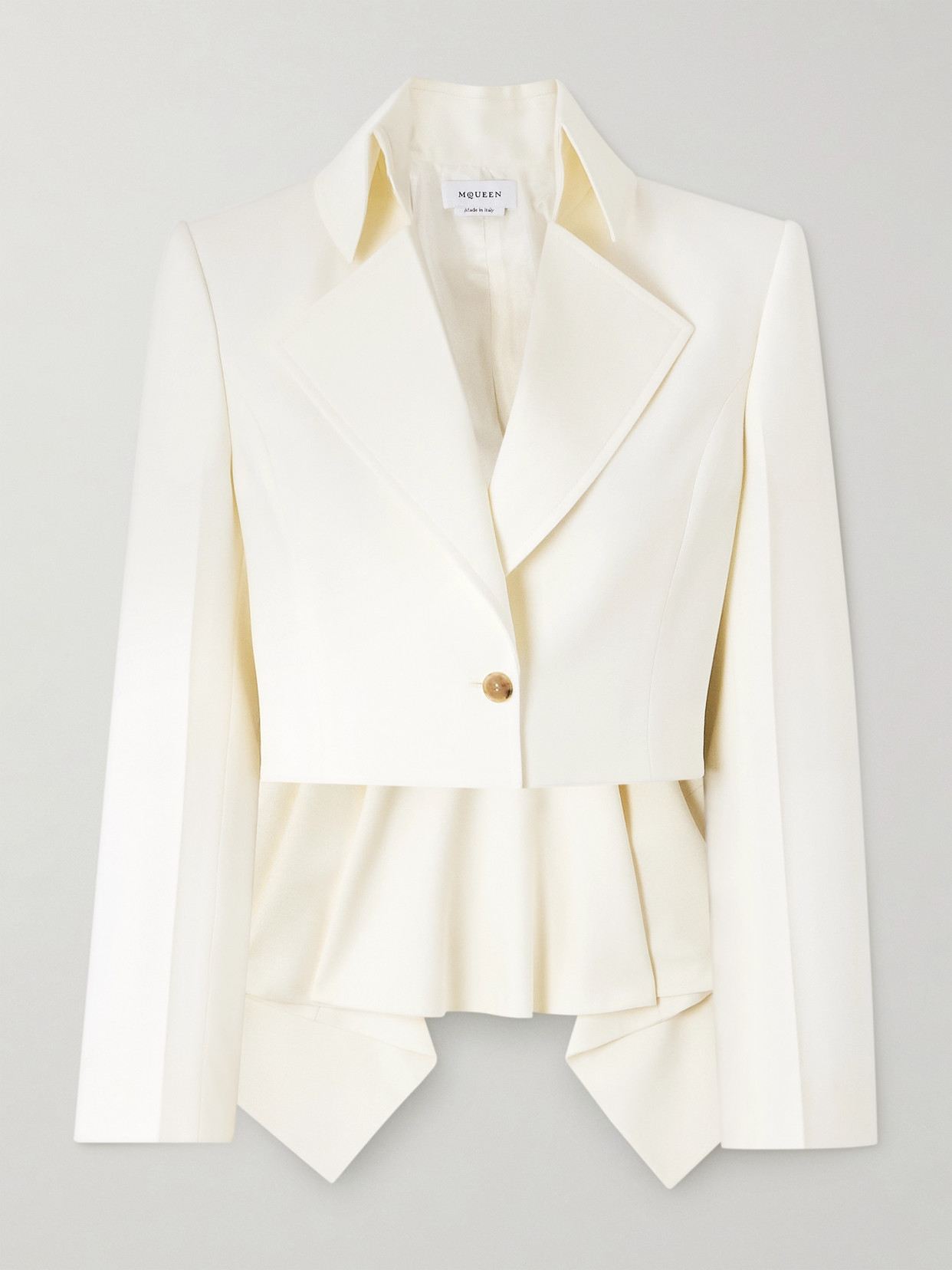 Alexander Mcqueen Peplum Wool-twill Blazer In Off-white