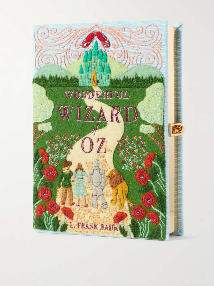 Olympia Le-Tan Fairytales The Castle Of Oz Embroidered Appliquéd Canvas Clutch