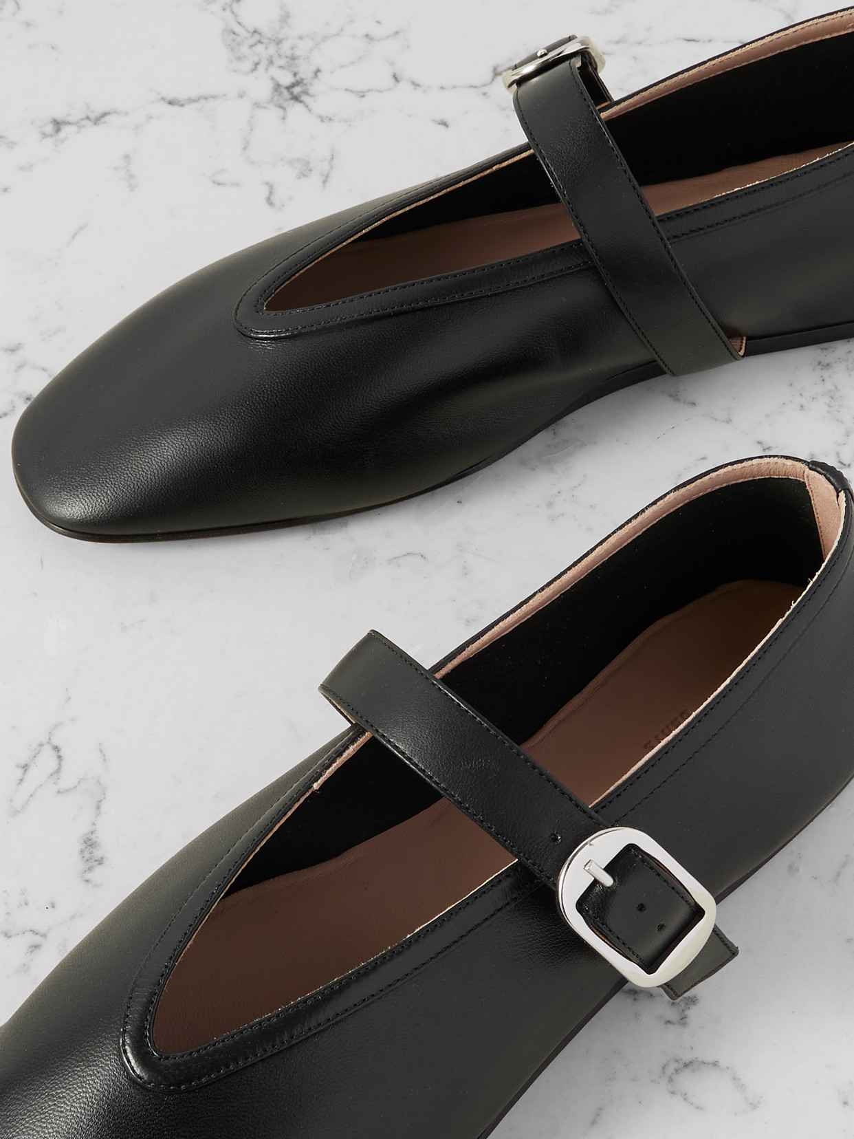 Shop Le Monde Beryl Stella Leather Mary Jane Ballet Flats In Black