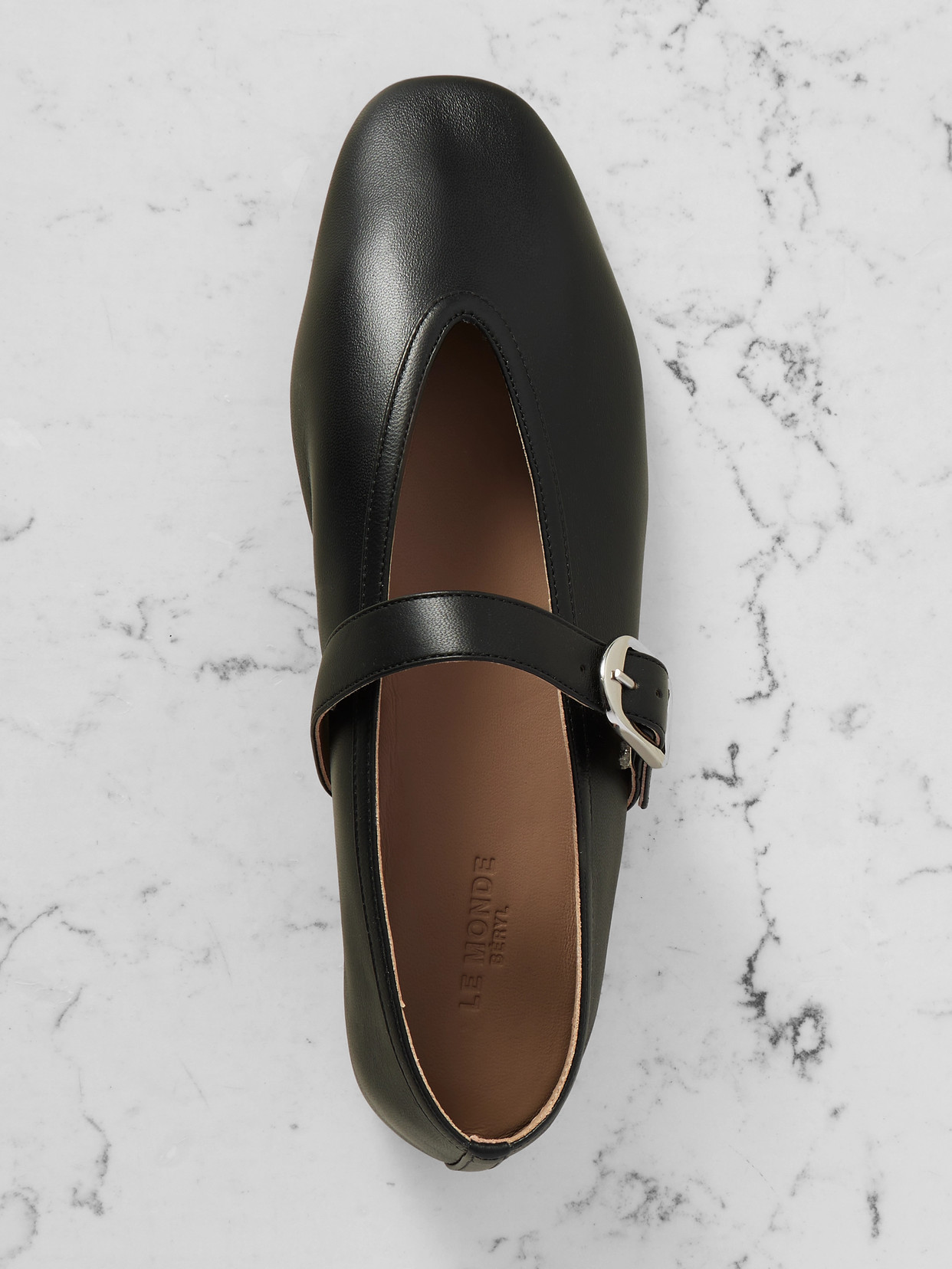 Shop Le Monde Beryl Stella Leather Mary Jane Ballet Flats In Black