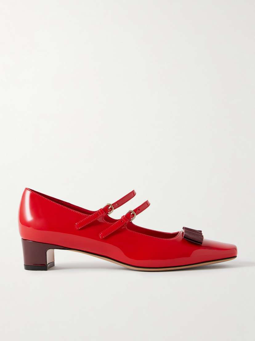 Ferragamo Vara Bow-embellished Patent-leather Mary Jane Pumps