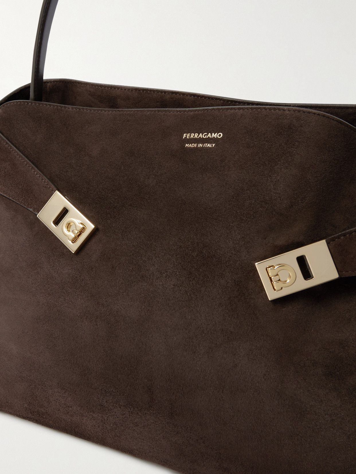 Ferragamo Hug Medium Suede Tote In Brown
