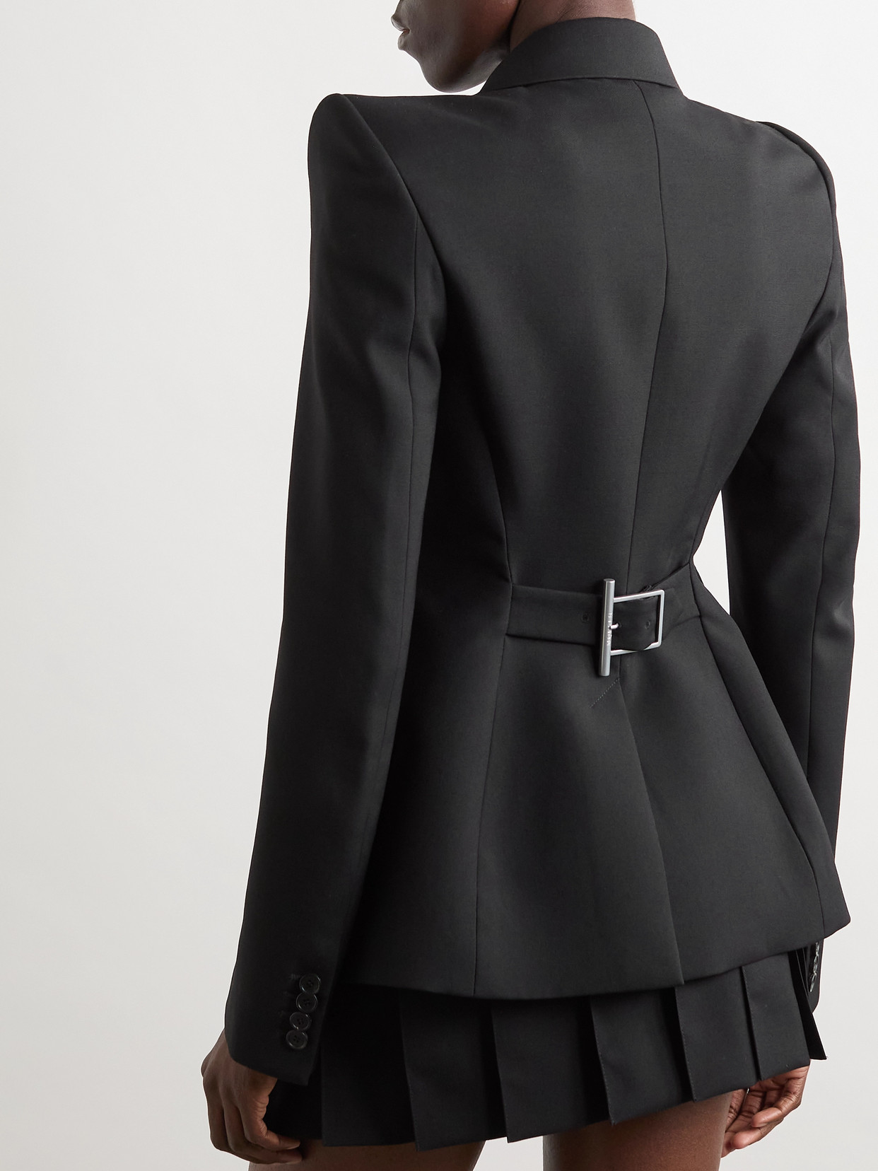 Alexander Mcqueen Grosgrain-trimmed Embellished Wool-gabardine Blazer In Black