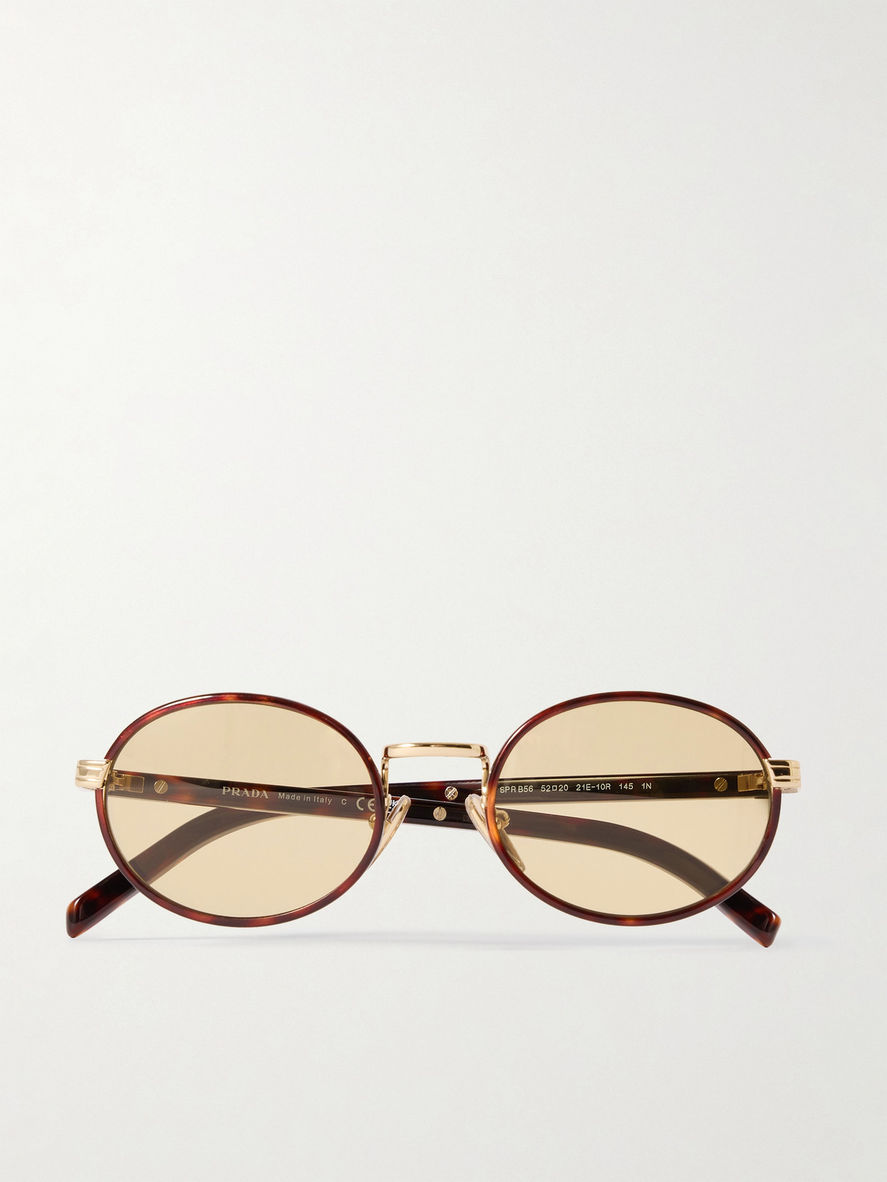 Prada Oval-frame Tortoiseshell Acetate And Gold-tone Sunglasses