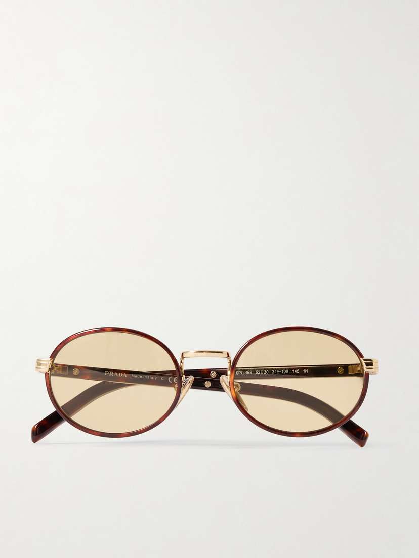 PRADA EYEWEAR Oval-frame Tortoiseshell Acetate And Gold-tone Sunglasses